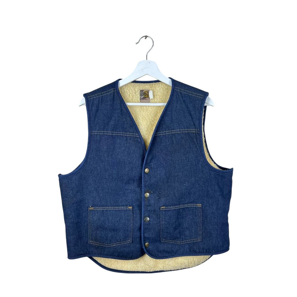 Vintage Carhartt Sherpa Lined Denim Vest Dark Wash