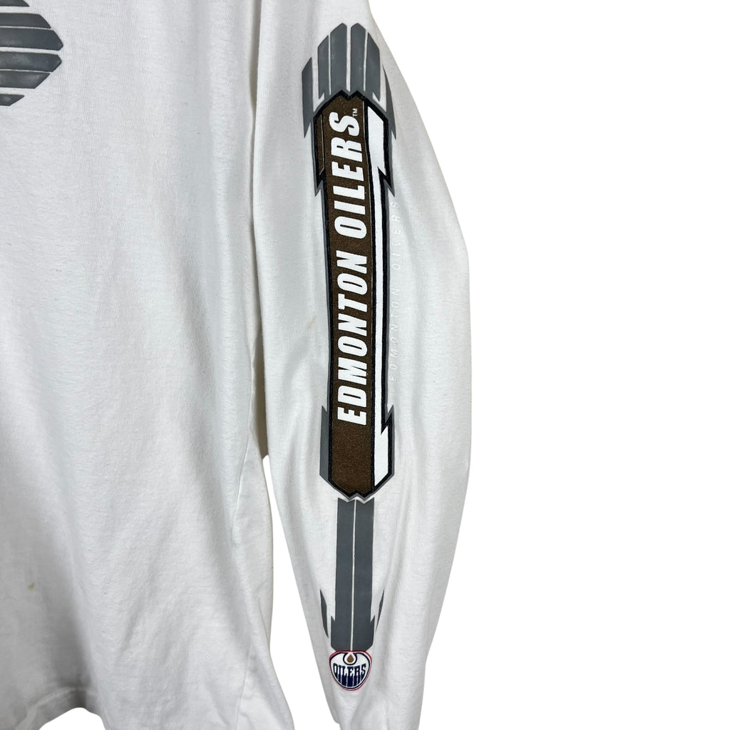 Vintage Y2K Nike NHL Edmonton Oilers Middle Swoosh Logo Longsleeve White