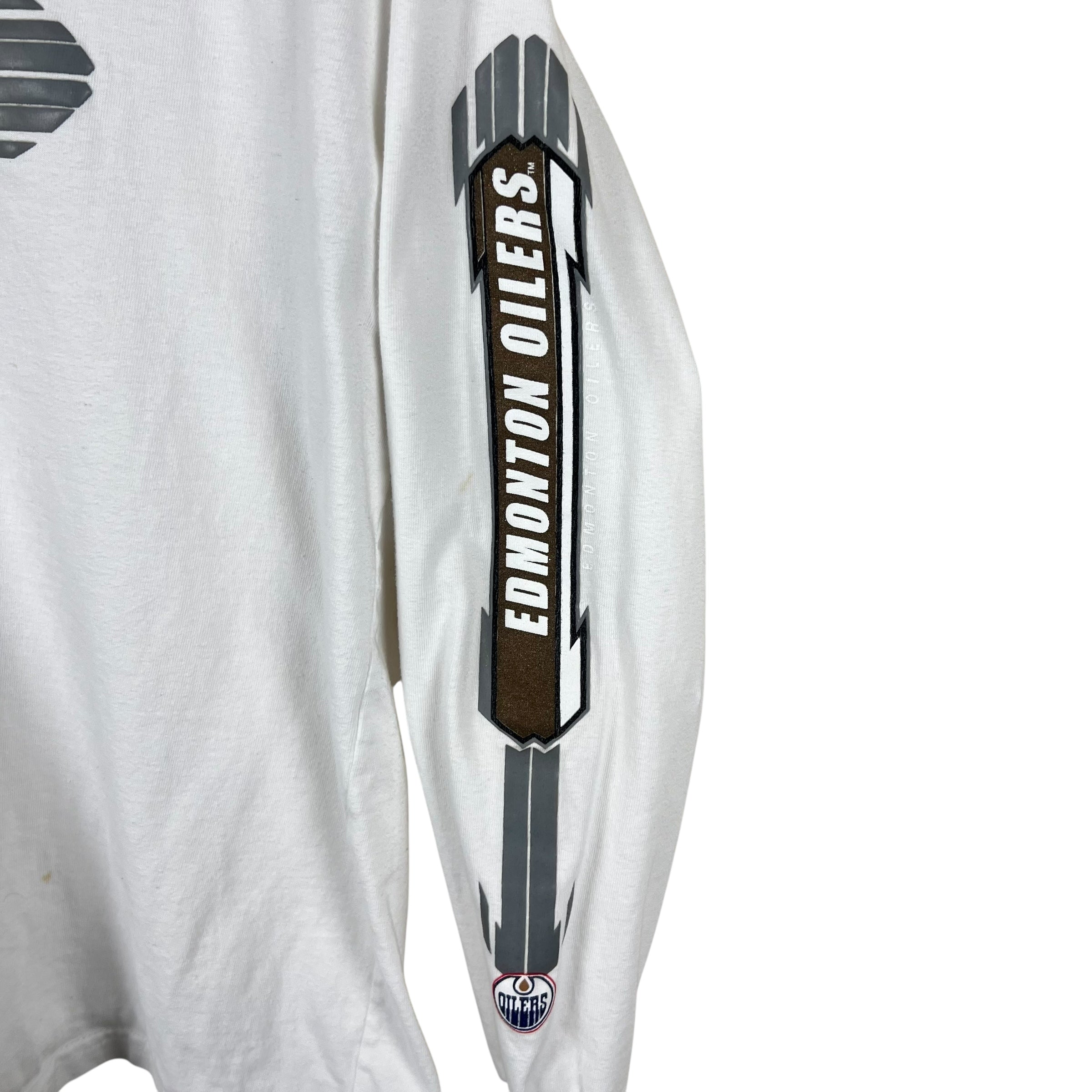 Vintage Y2K Nike NHL Edmonton Oilers Middle Swoosh Logo Longsleeve White