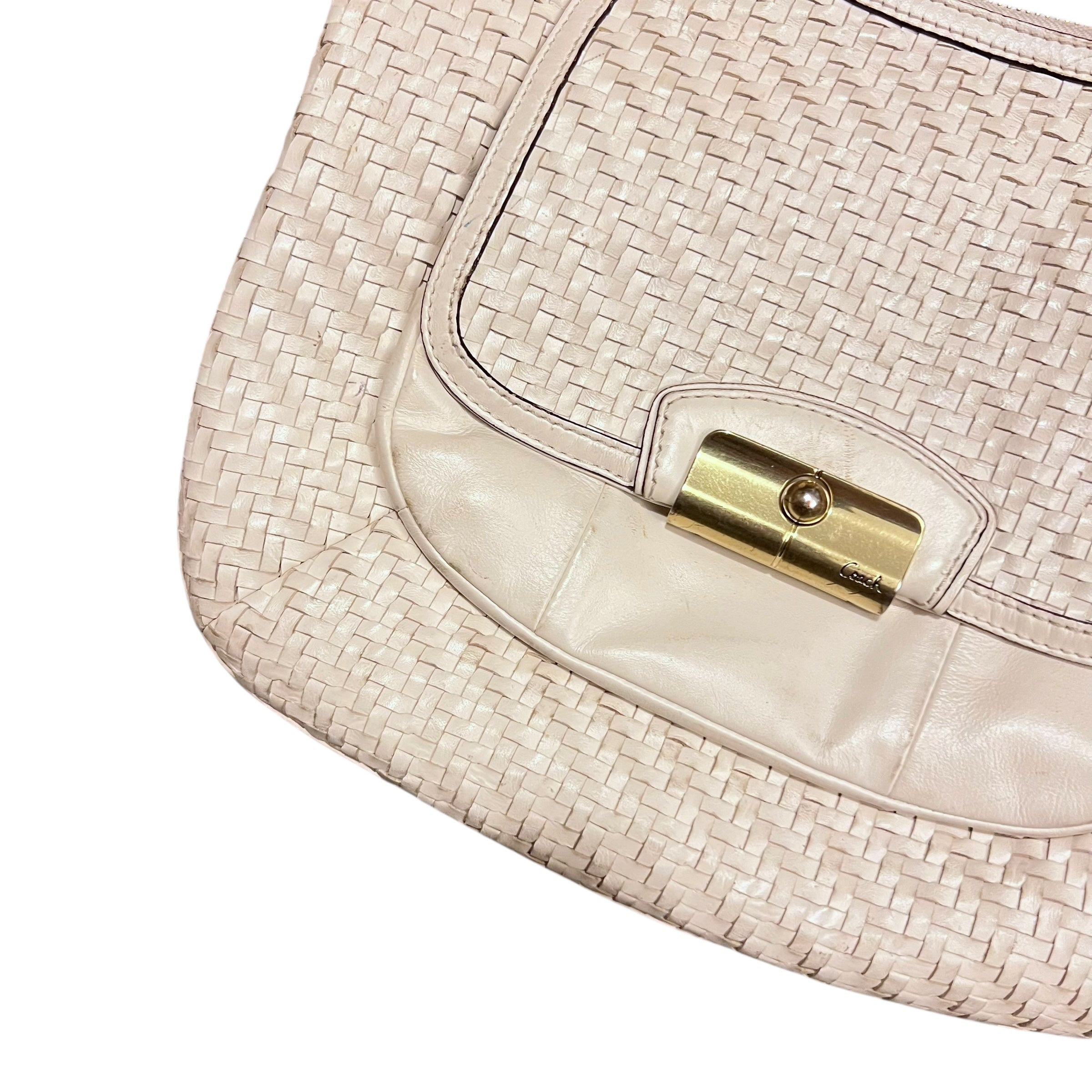 Coach Kristin Woven Leather Bag Cream