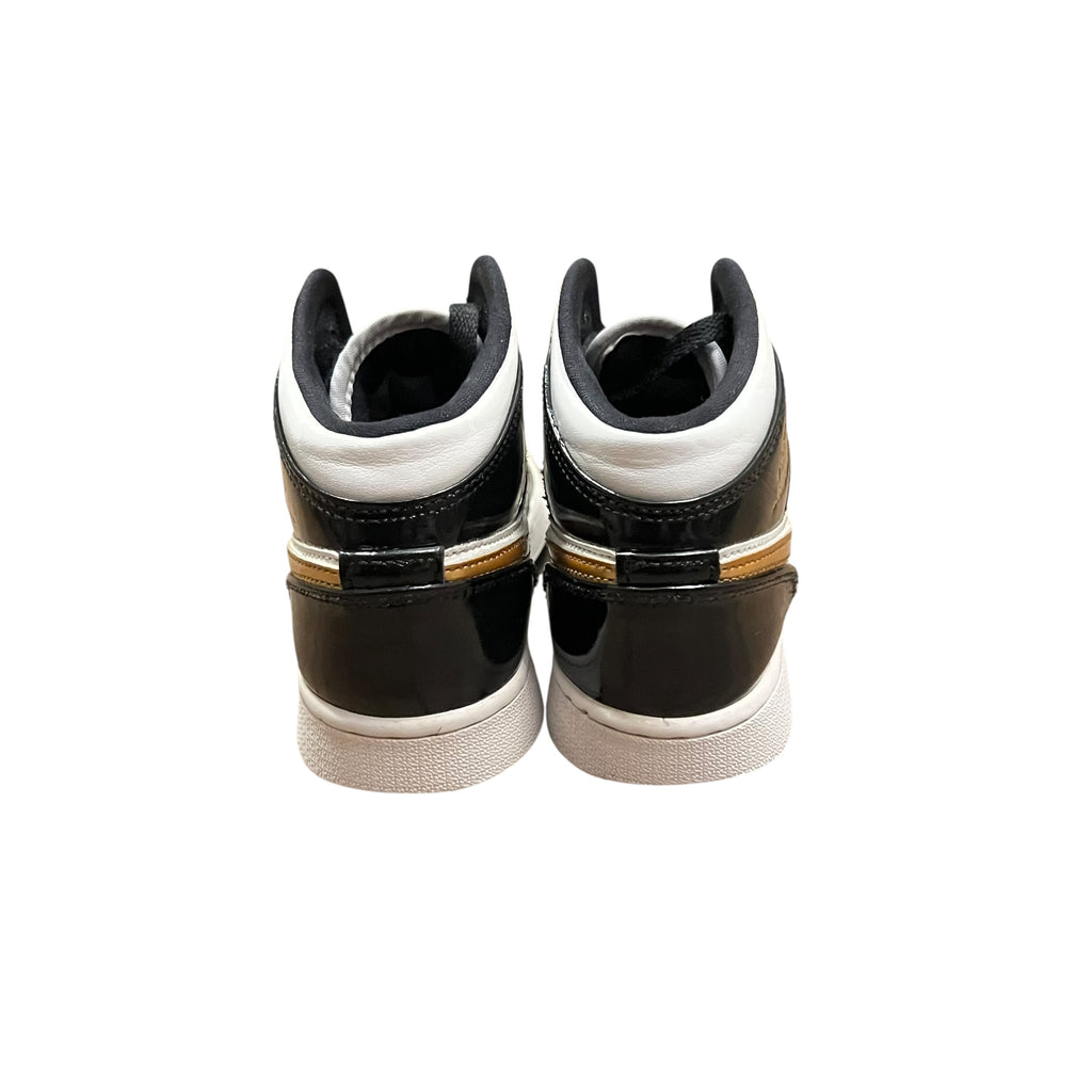 Jordan 1 Mid Patent Black White Gold (GS)