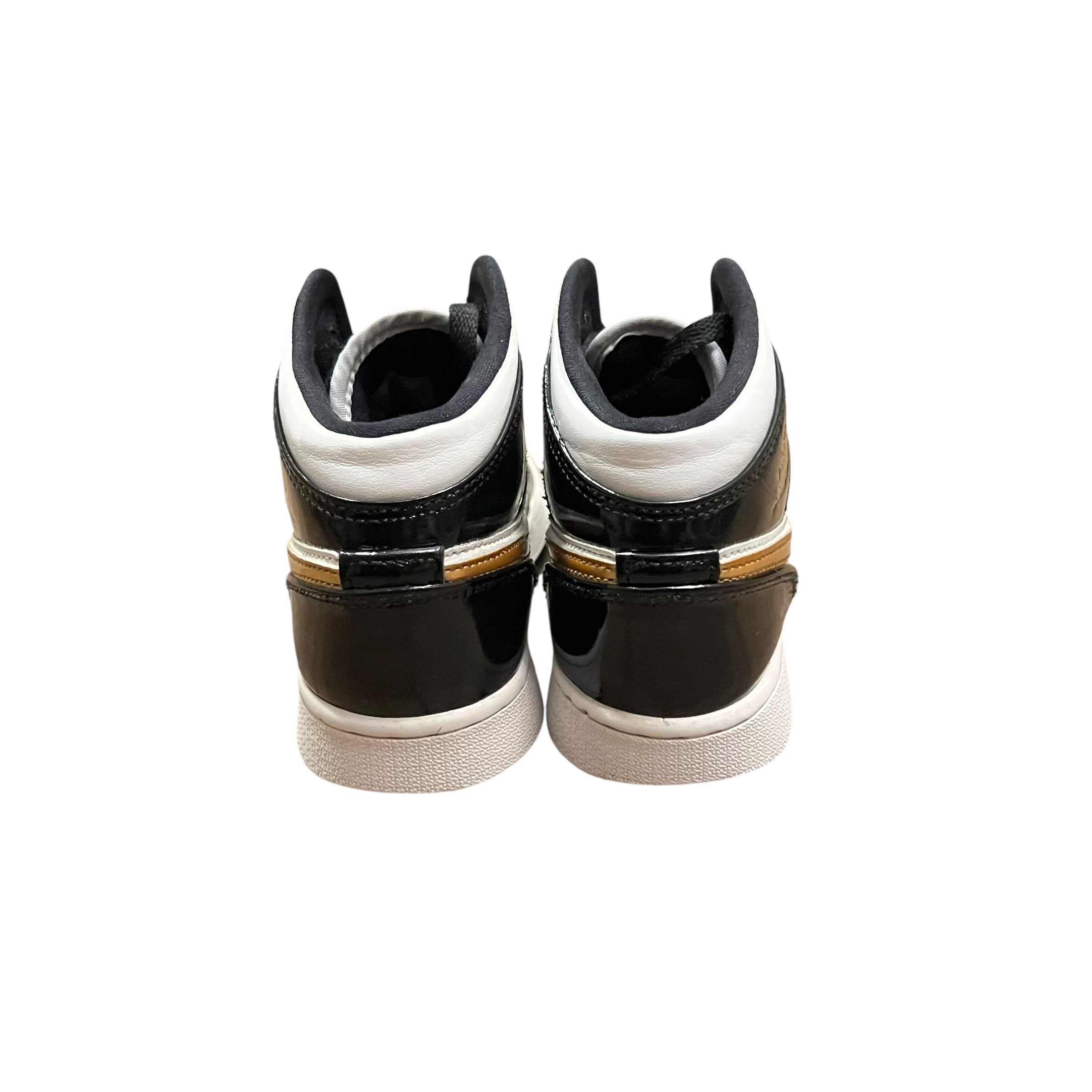 Jordan 1 Mid Patent Black White Gold (GS)