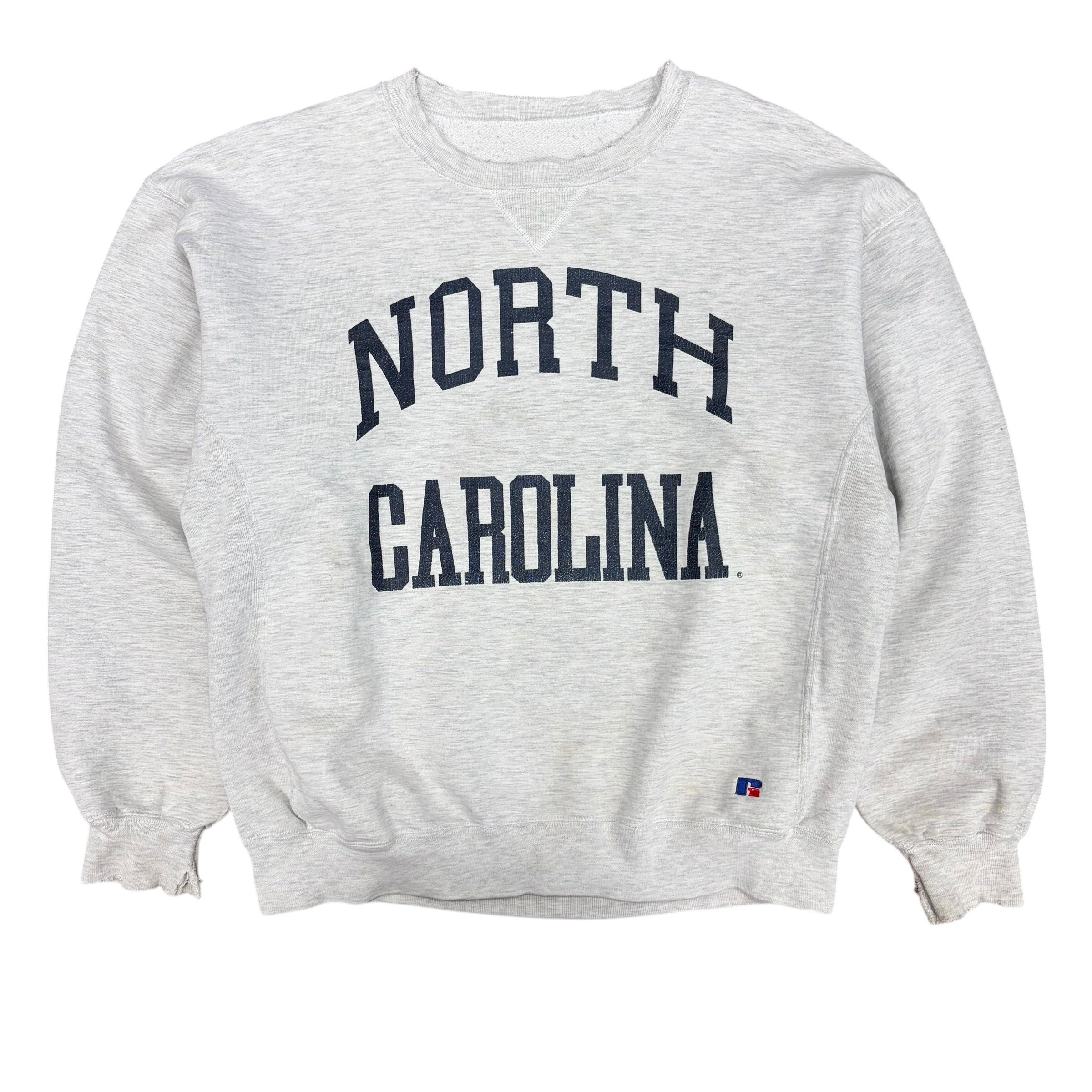 Vintage Russell Athletic North Carolina Arch Spellout Crewneck Grey