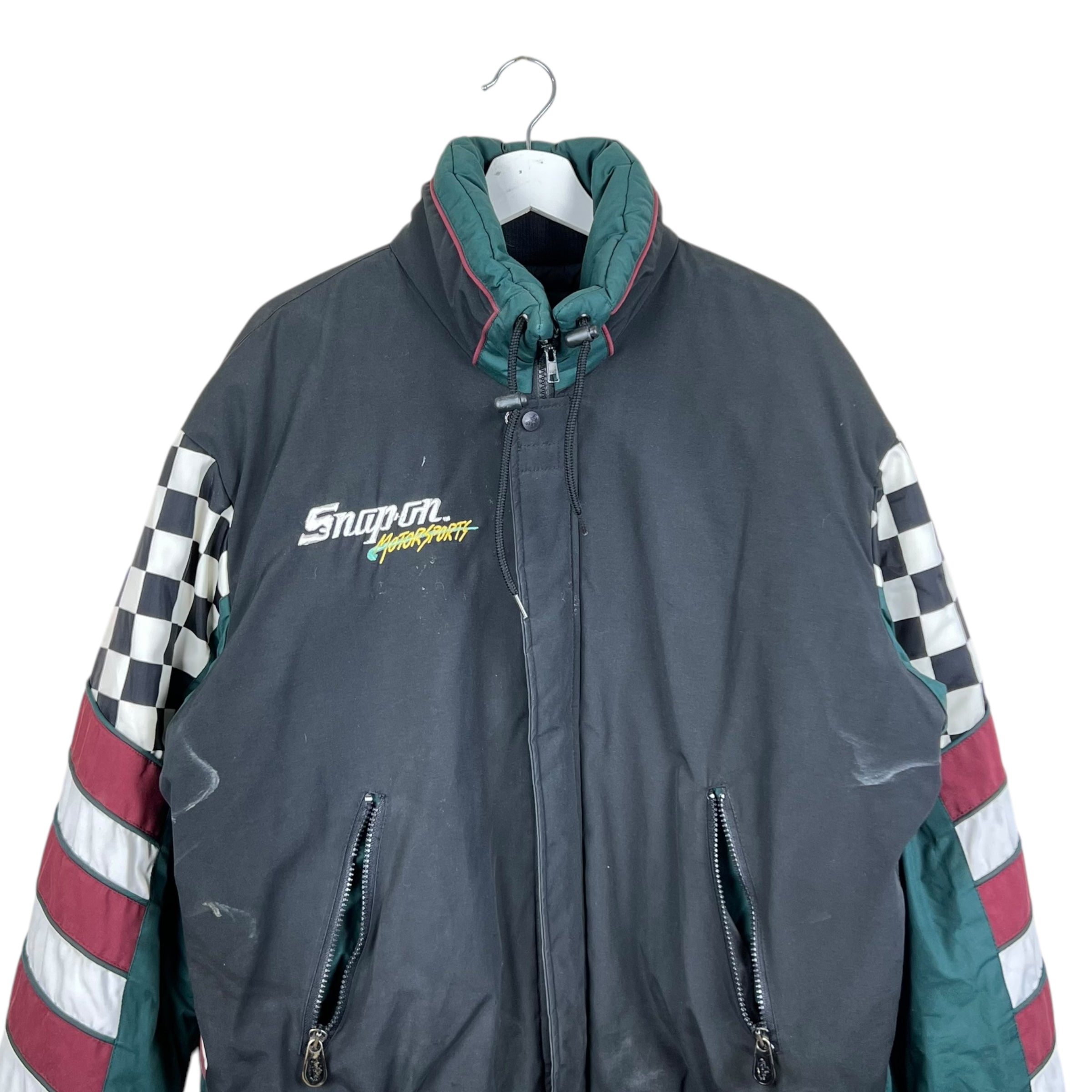 Vintage Snap-On Motorsports Checkered Puffer Jacket Black/Green