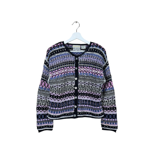 Vintage Sigrid Olsen Sport Multi Pattern Handknit Cardigan