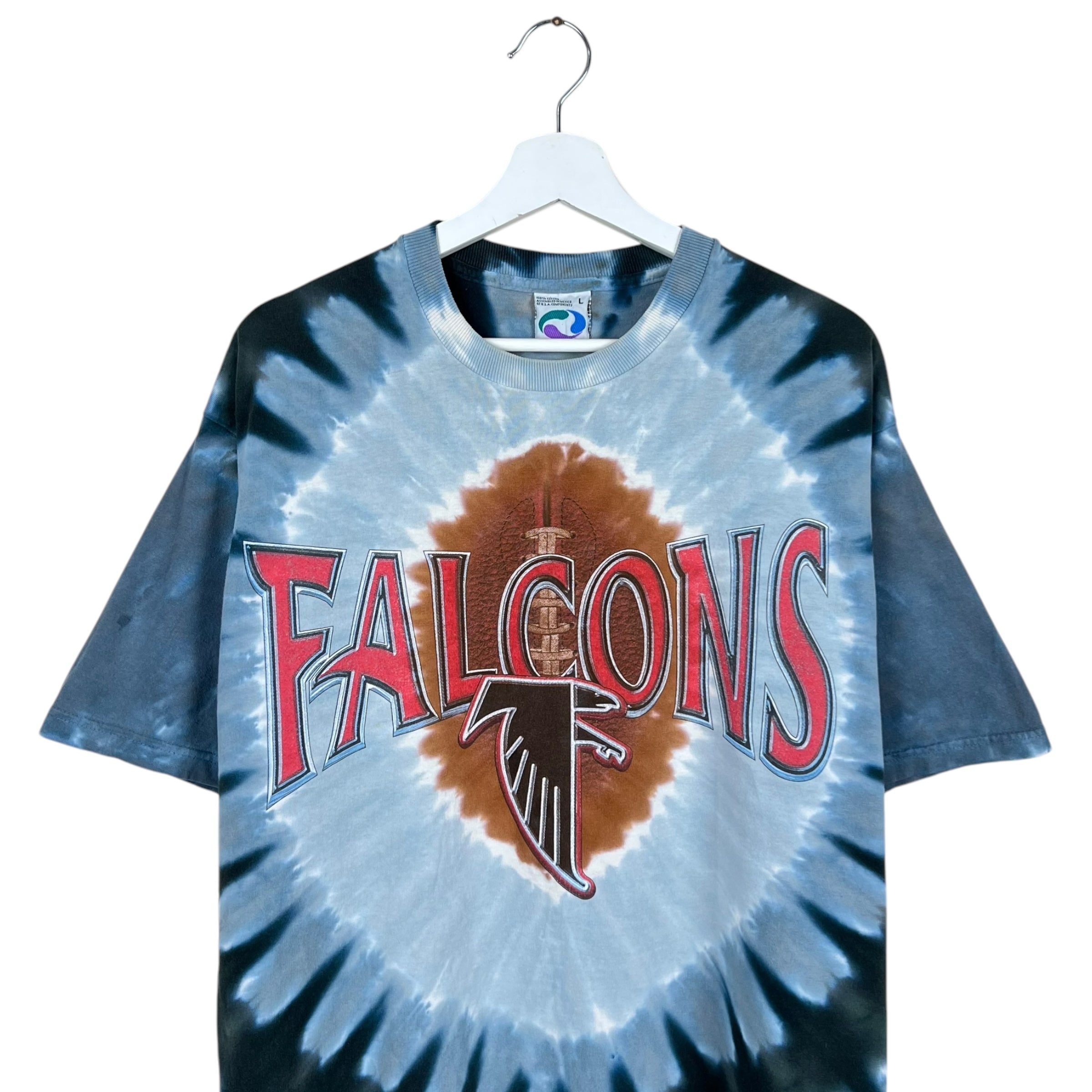 Vintage Liquid Blue Atlanta Falcons Tye Die Logo Tee