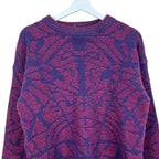 Vintage Christian Dior Women’s Abstract Pattern Wool Knit Purple