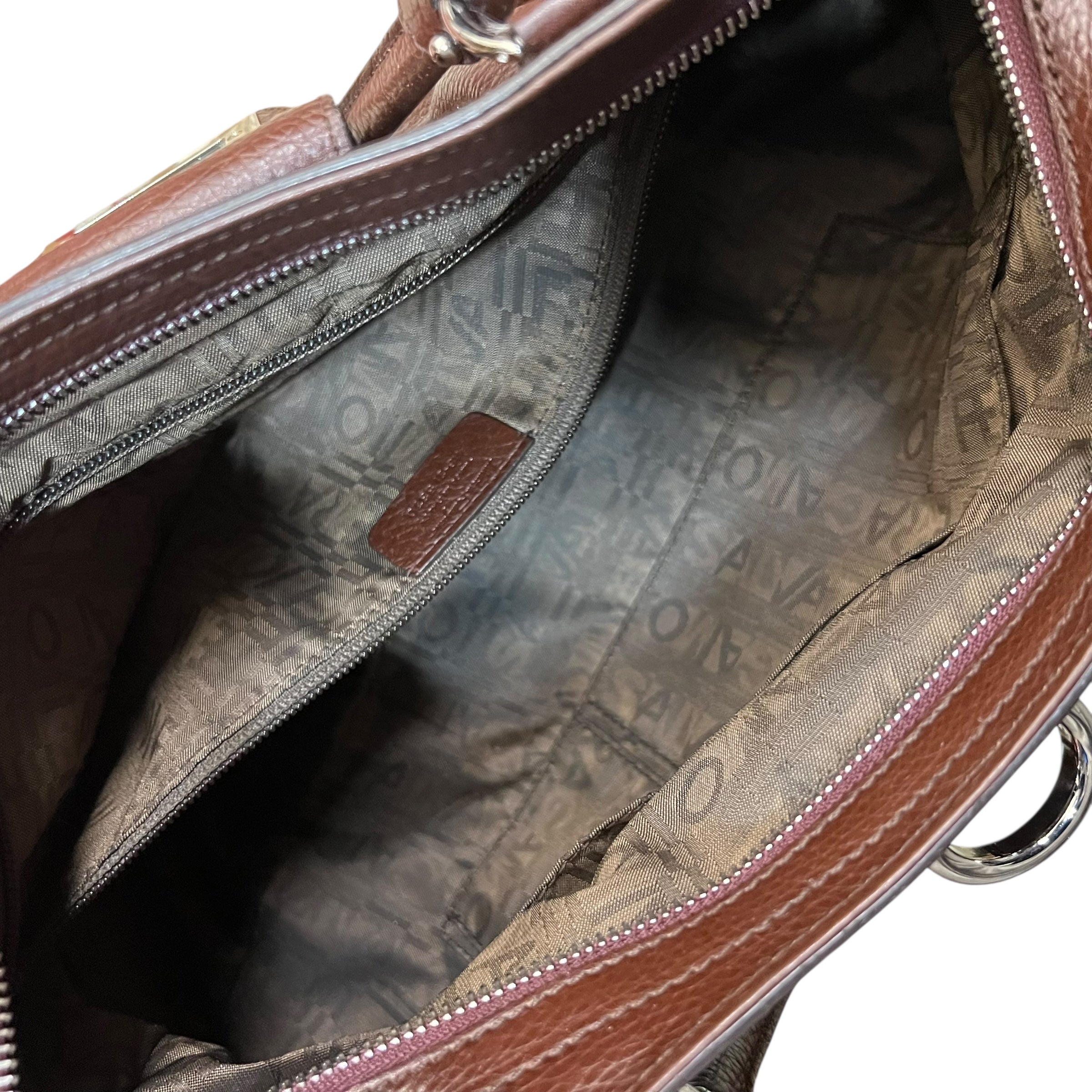 Salvatore Ferragamo Gancini Shoulder Satchel Brown