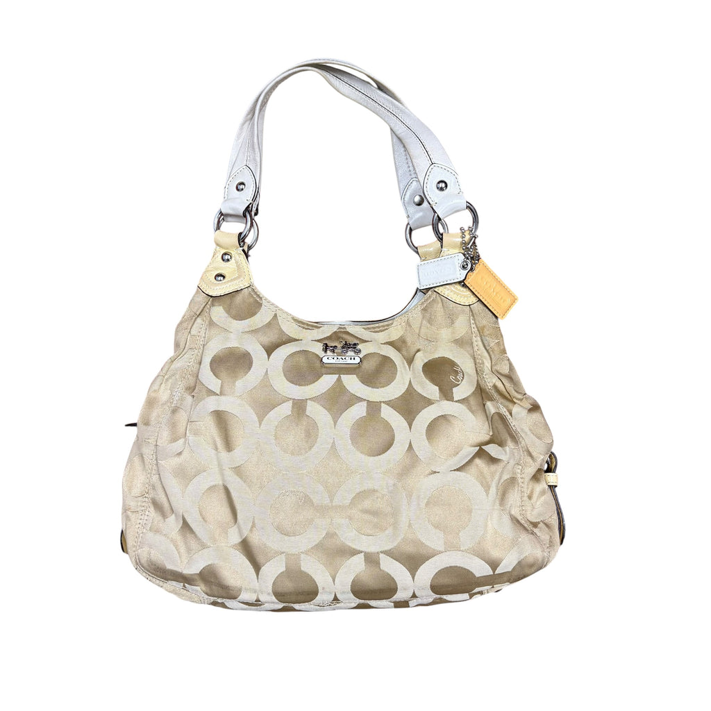 Coach Madison Sateen Hobo Signature Tote Bag Biege