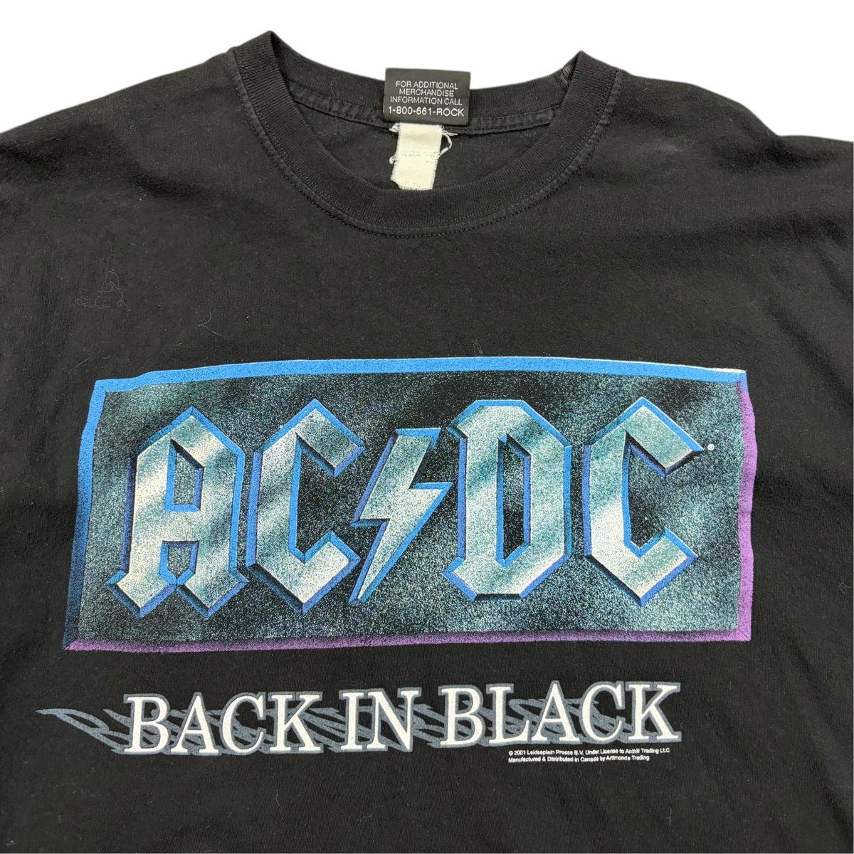 2001 Artimonde AC/DC Back In Black Album Tee Black