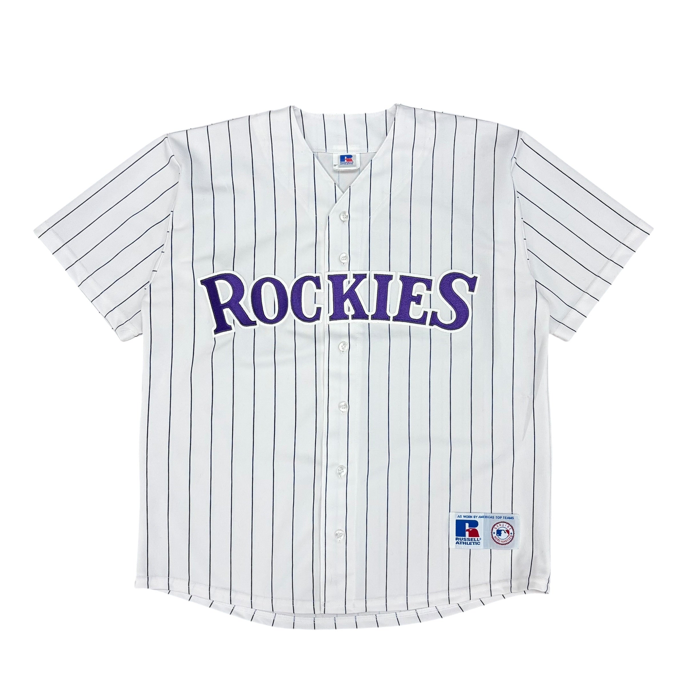 Vintage Russell Athletic MLB Colorado Rockies Blank Pinstripe Jersey