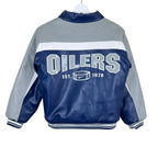 Vintage Nike NHL Edmonton Oilers Youth Leather Logo Jacket Blue/Grey