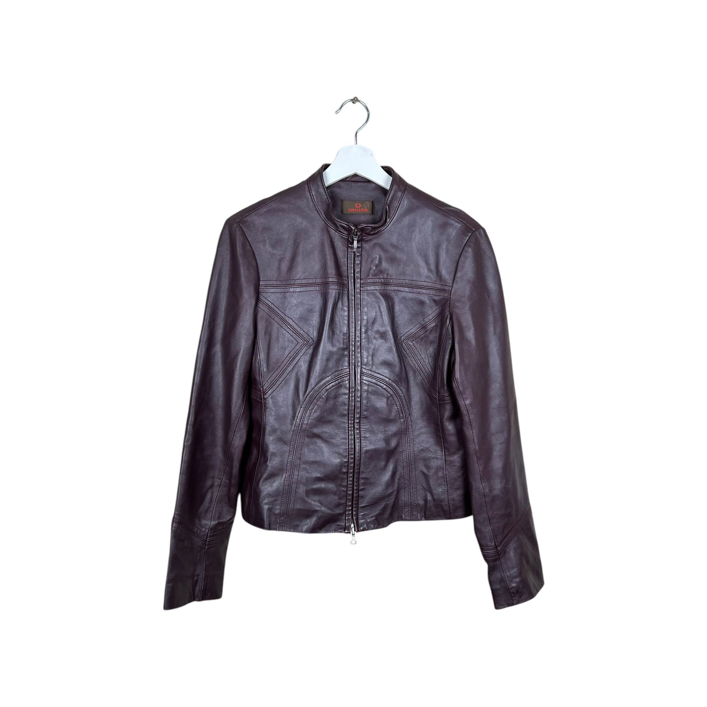 Vintage Danier Women’s Full Zip Cropped Leather Jacket Plum