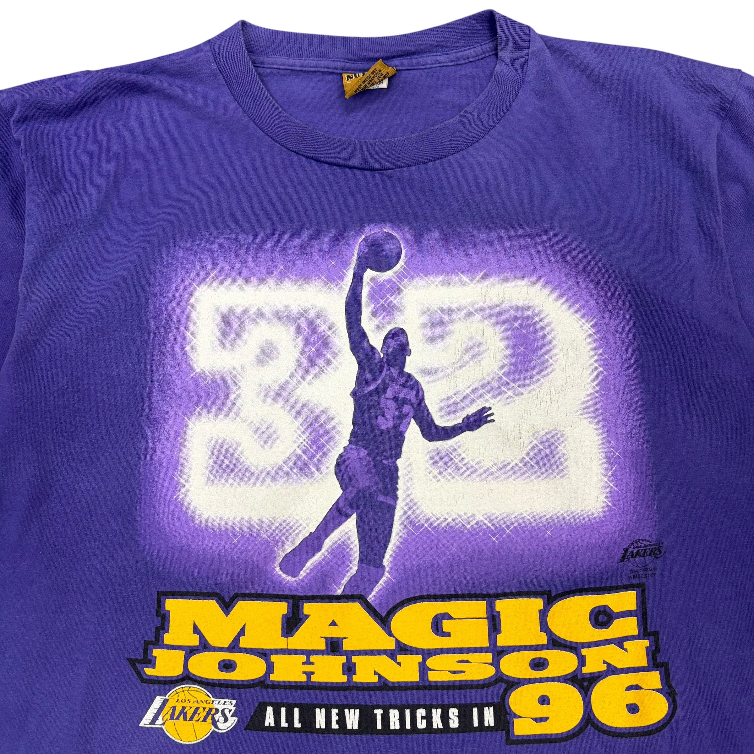 Vintage Nutmeg NBA Los Angeles Lakers Magic Johnson “All New Tricks In 96” Tee Purple