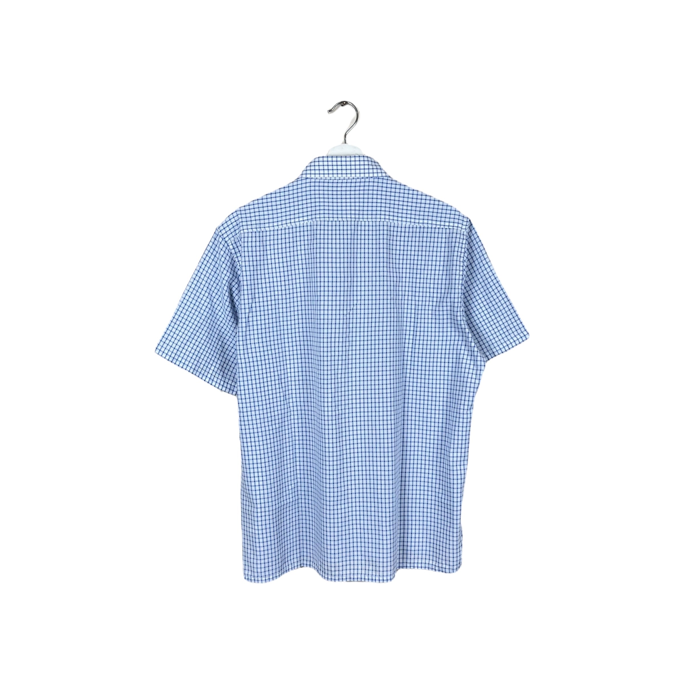 Yves Saint Laurent Checkered Pocket Button Up Blue/White