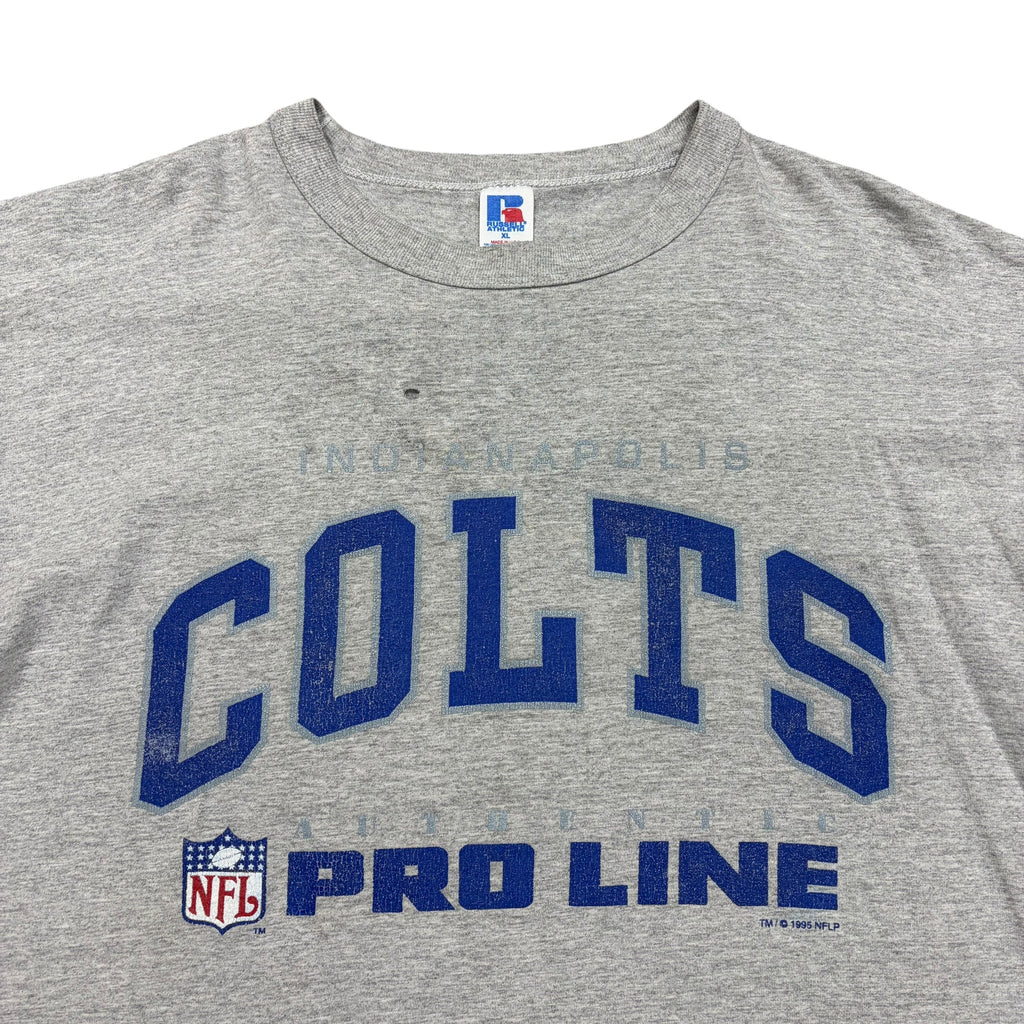 1995 Russell Athletics NFL Indianapolis Colts Arch Logo Tee Grey