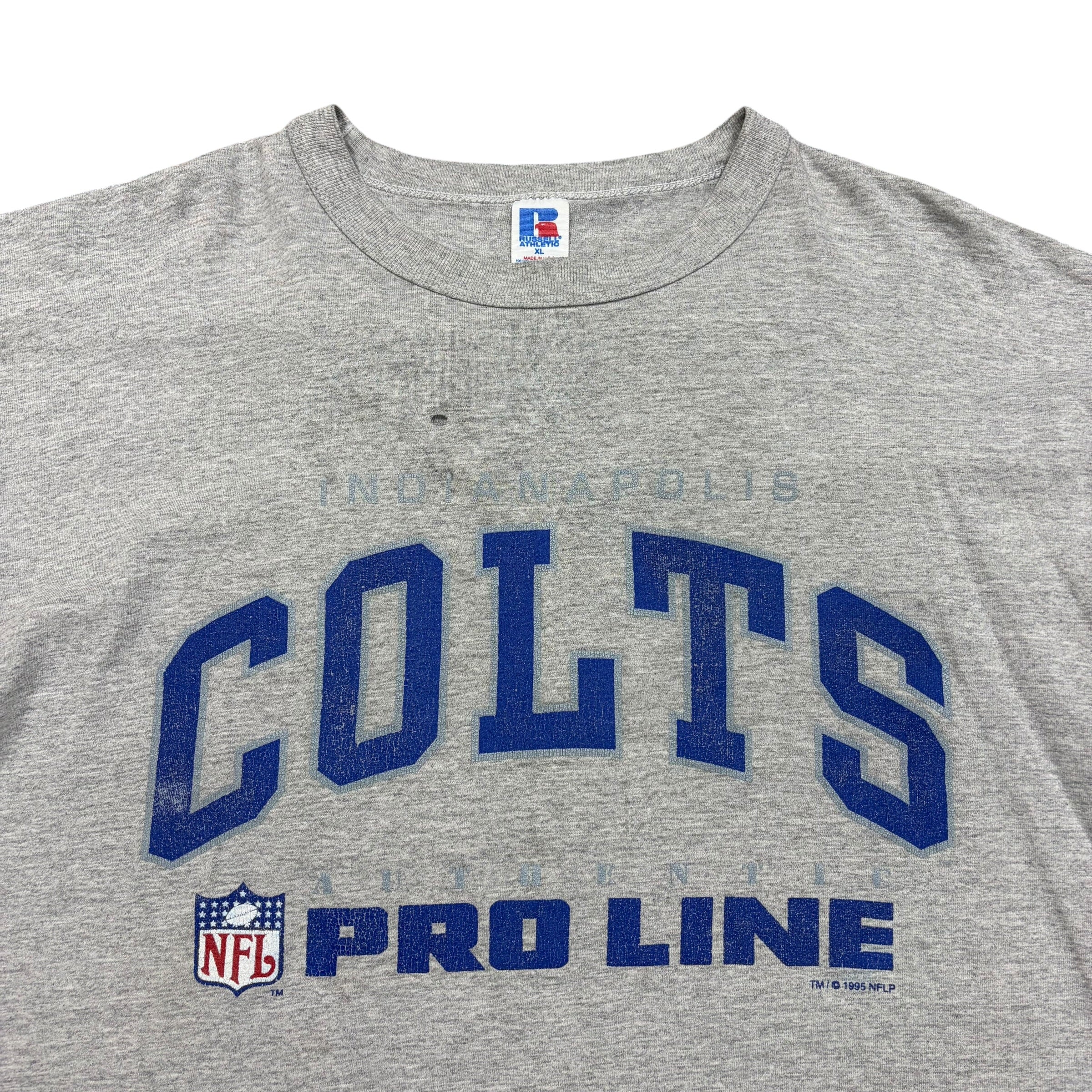 1995 Russell Athletics NFL Indianapolis Colts Arch Logo Tee Grey