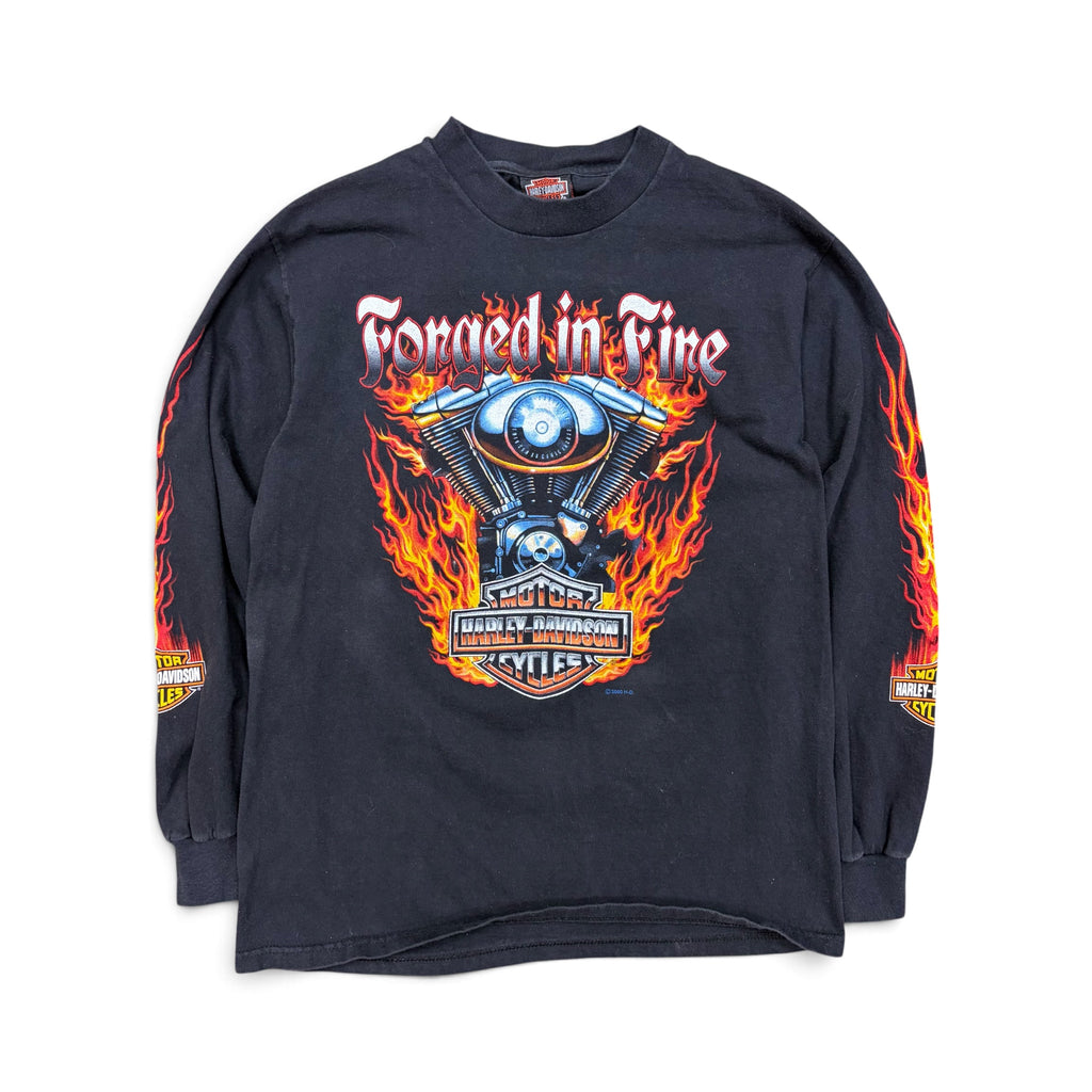 2000’s Harley Davidson “Forged In Fire” Flames Longsleeve Black