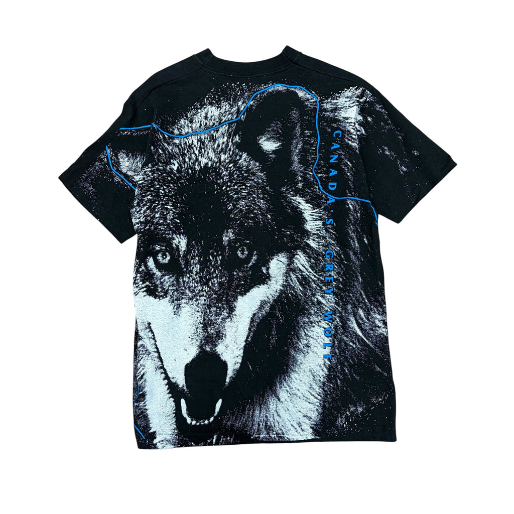 Vintage Nature “Canada’s Grey Wolf” AOP Tee Black