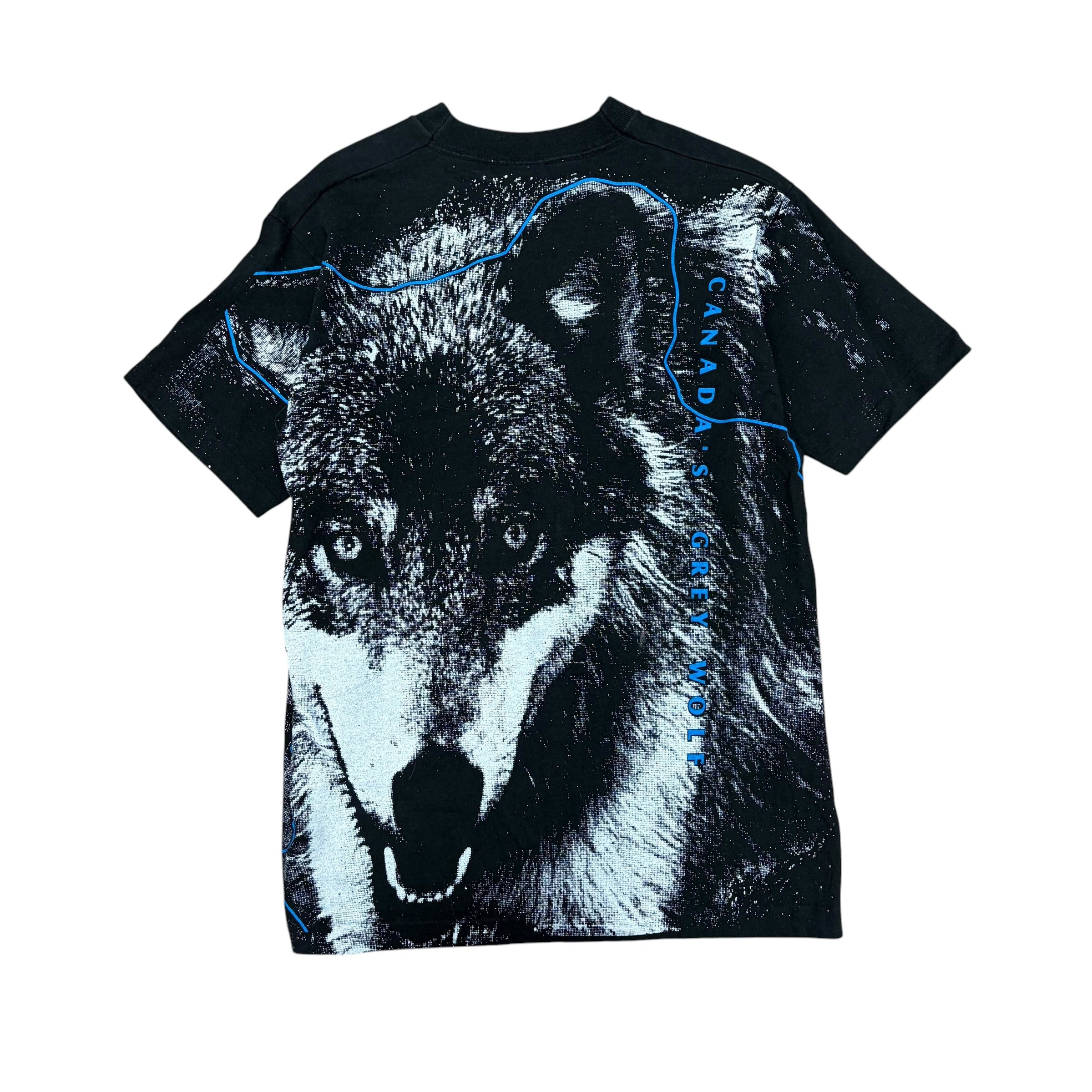 Vintage Nature “Canada’s Grey Wolf” AOP Tee Black