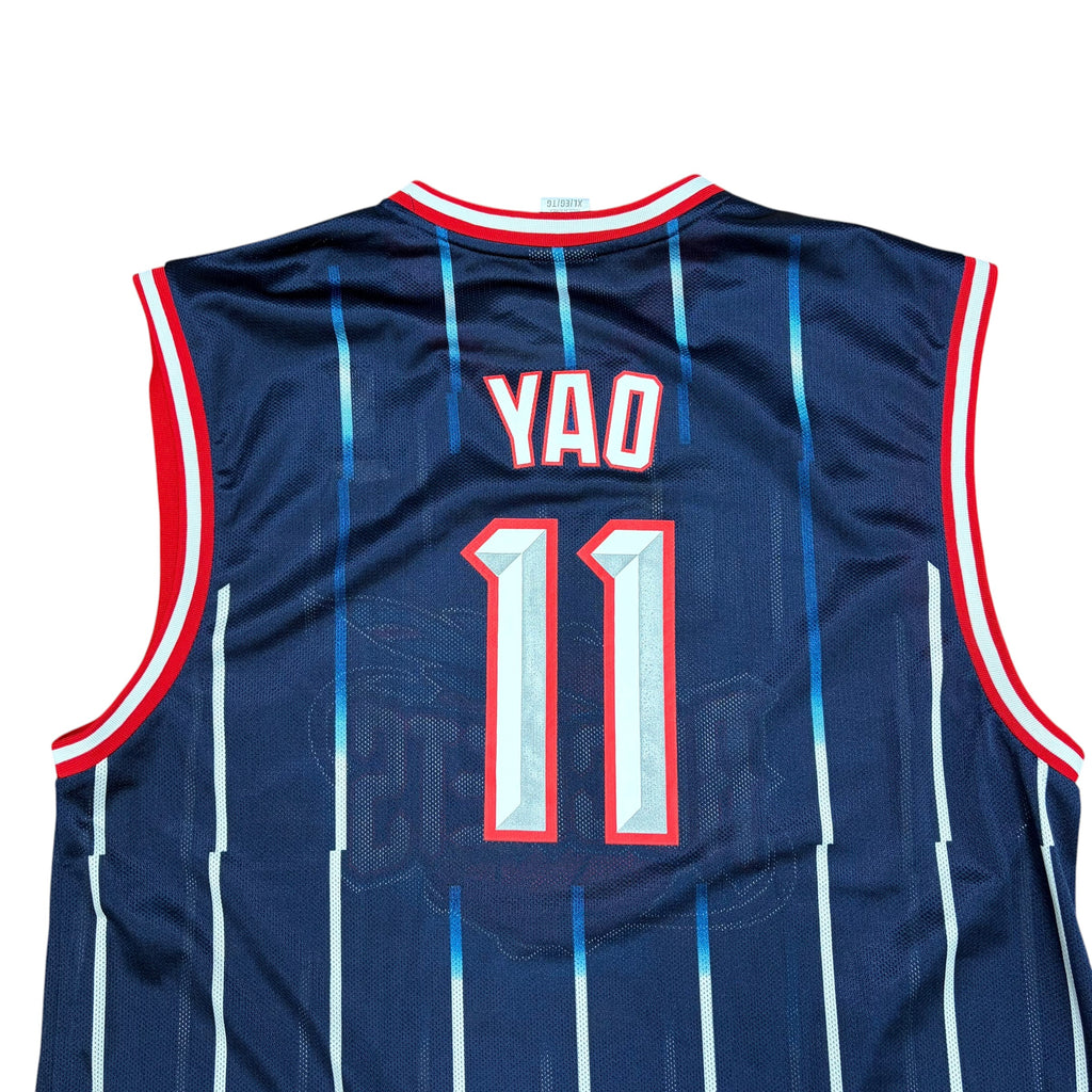 Vintage Reebok NBA Houston Rockets Yao Ming Throwback Pinstripe Jersey