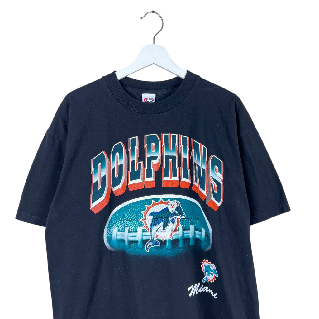 Vintage True Fan NFL Miami Dolphins Football Logo Tee Black