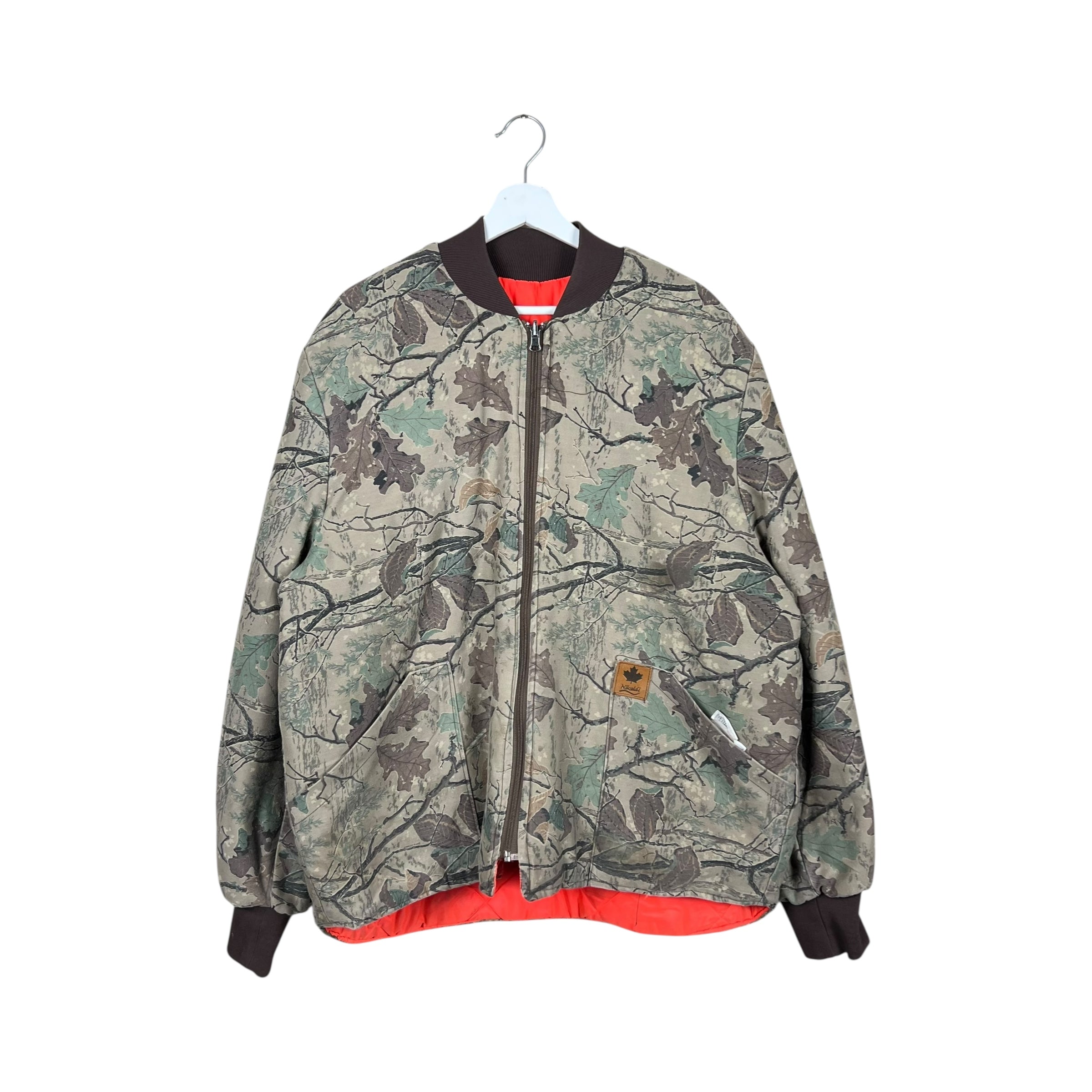 Vintage Nikaldi Reversible RealTree Puffer Bomber Jacket Camo/Orange