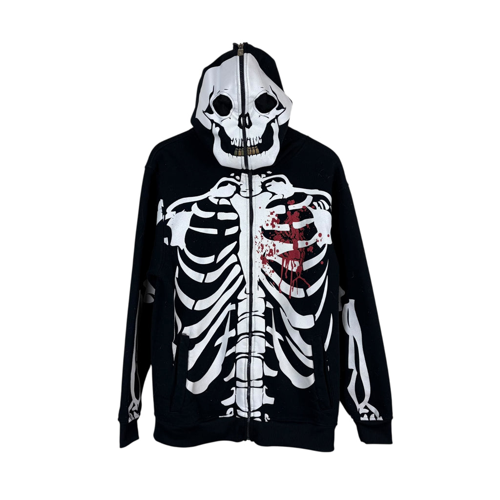 Vintage Mecca Y2K Skeleton Full Zip Hoodie Black