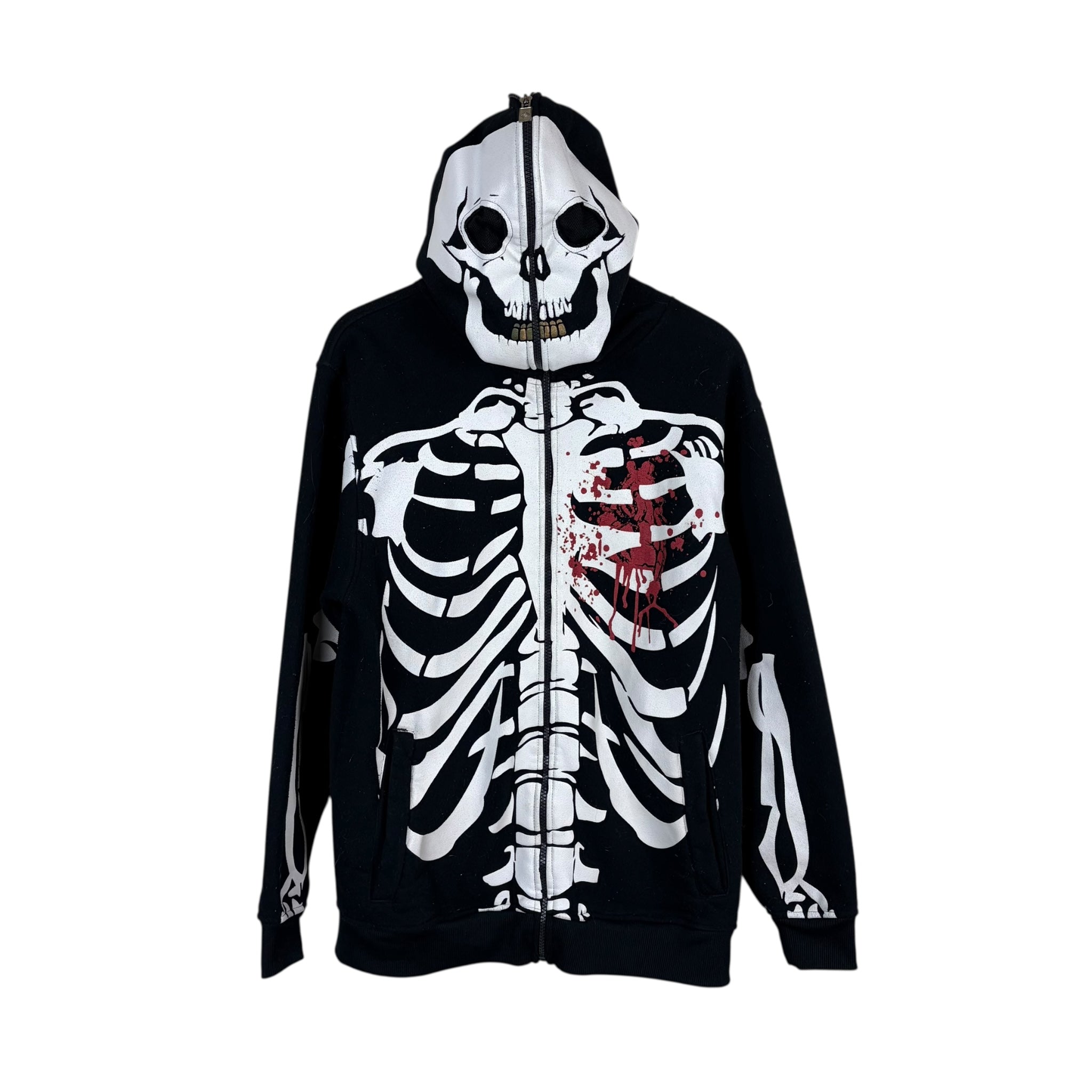 Vintage Mecca Y2K Skeleton Full Zip Hoodie Black