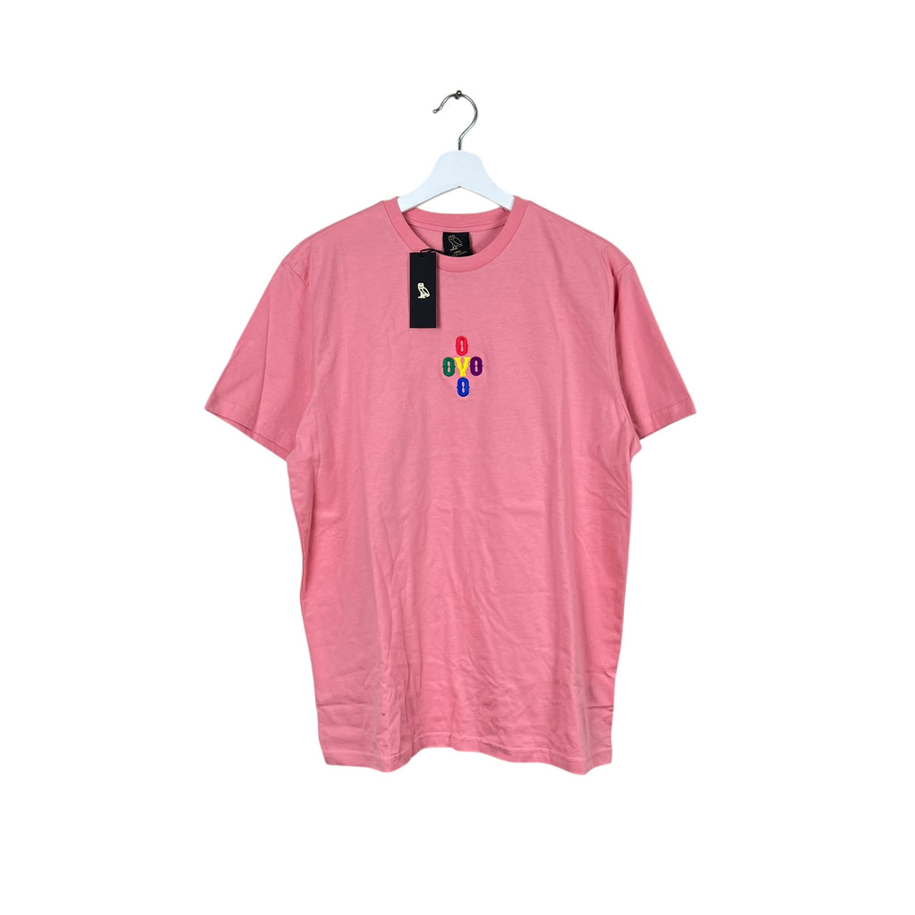 OVO Pom Pom Marigold Crest Rainbow Tee Pink