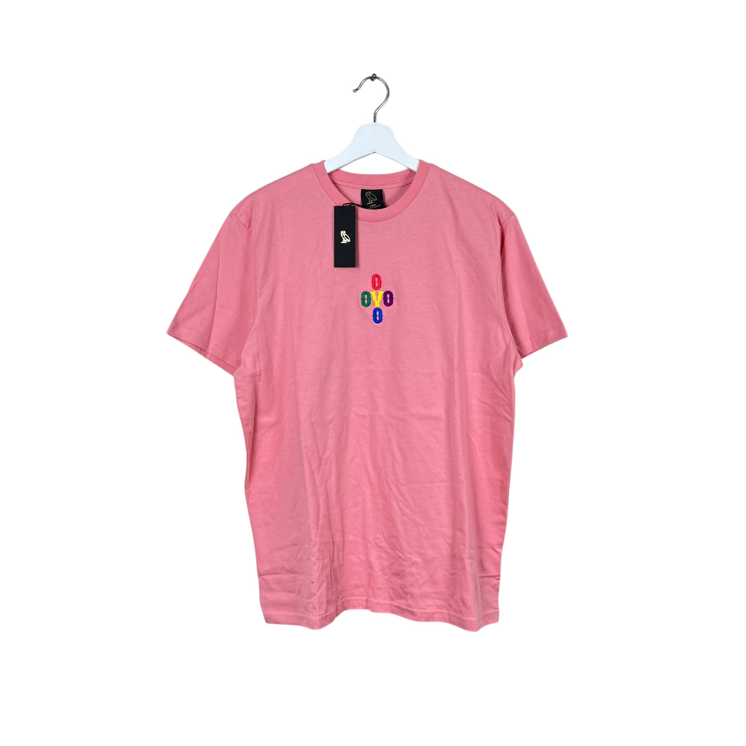 OVO Pom Pom Marigold Crest Rainbow Tee Pink