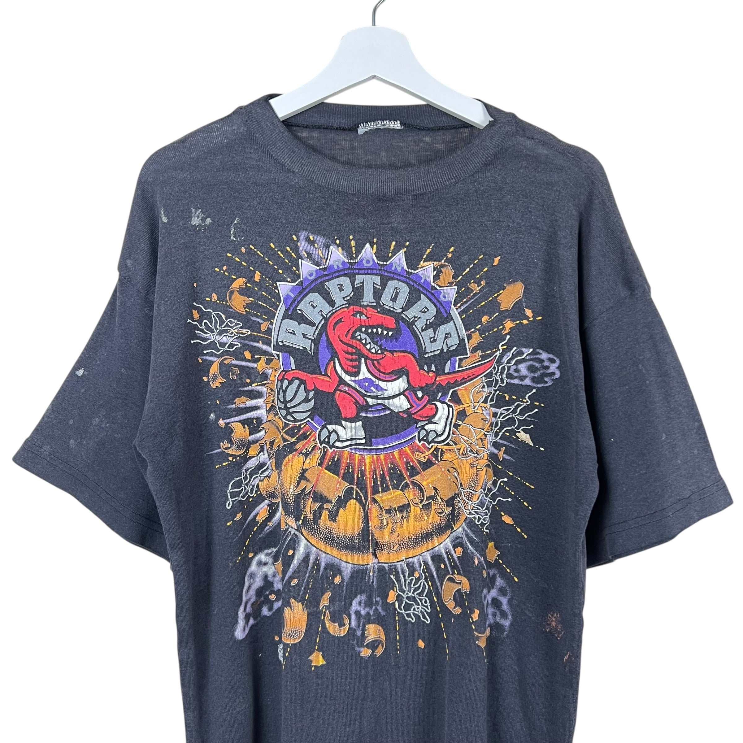 Vintage Ravens Athletic NBA Toronto Raptors Exploding Basketball Logo Tee Black