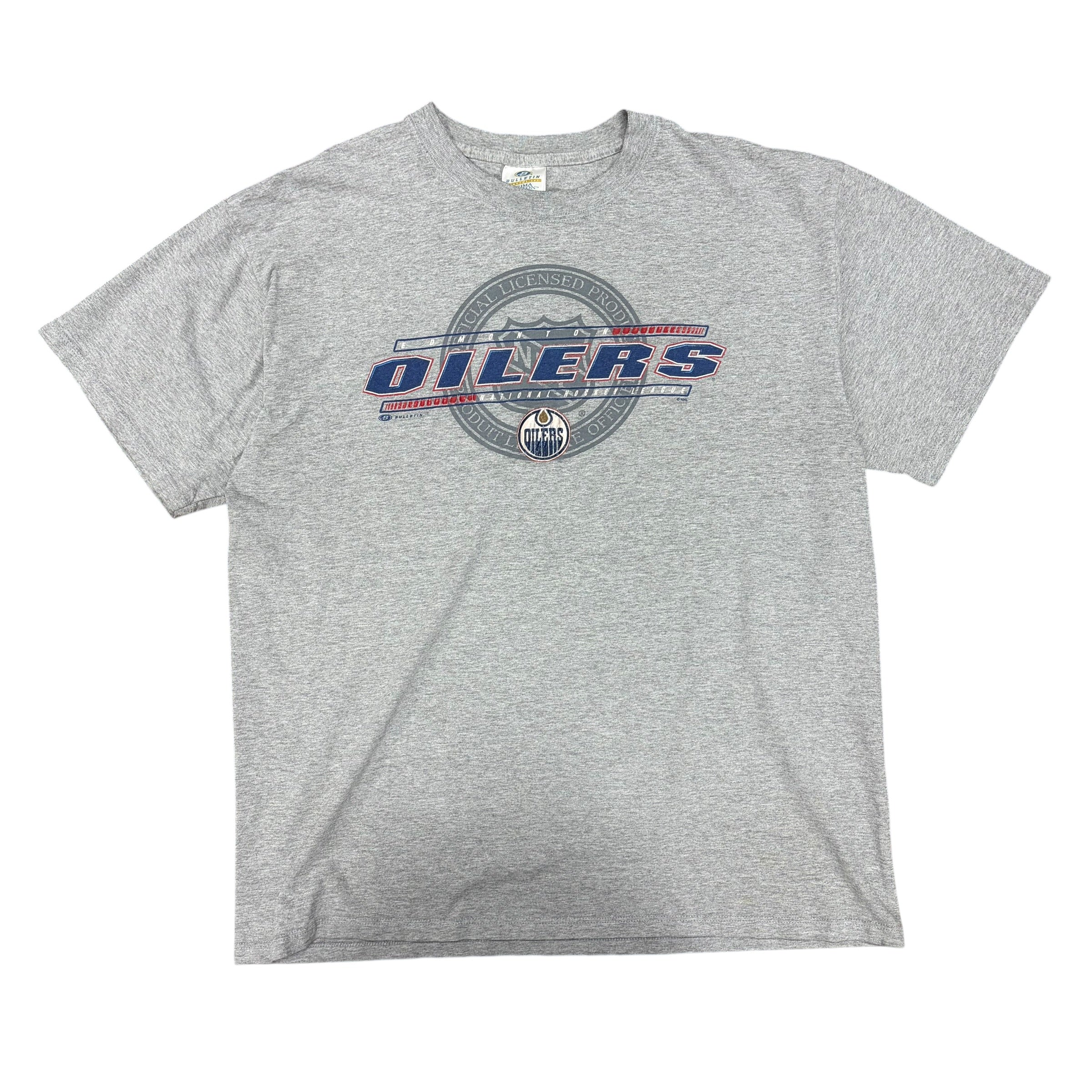 Vintage Bulletin NHL Edmonton Oilers Logo Tee Grey