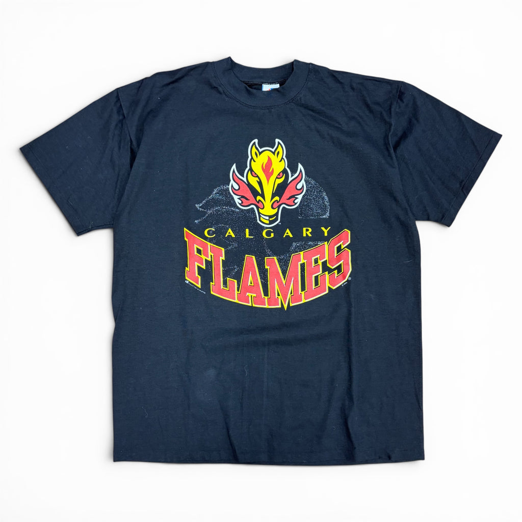 Vintage 90’s NHL Calgary Flames Blasty Logo Tee Black