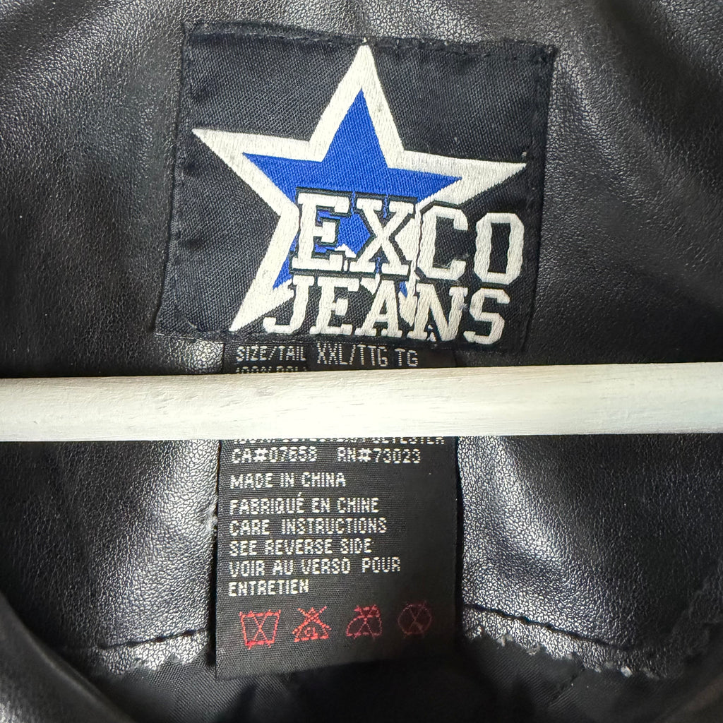 Vintage Ecco Jeans Eastside Players Leather Jacket Black
