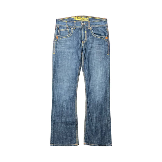 Vintage Affliction Embroidered Crest Flared Jeans Dark Wash