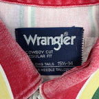Vintage Wrangler Brushpopper Western Cowboy Cut Striped Pearl Snap