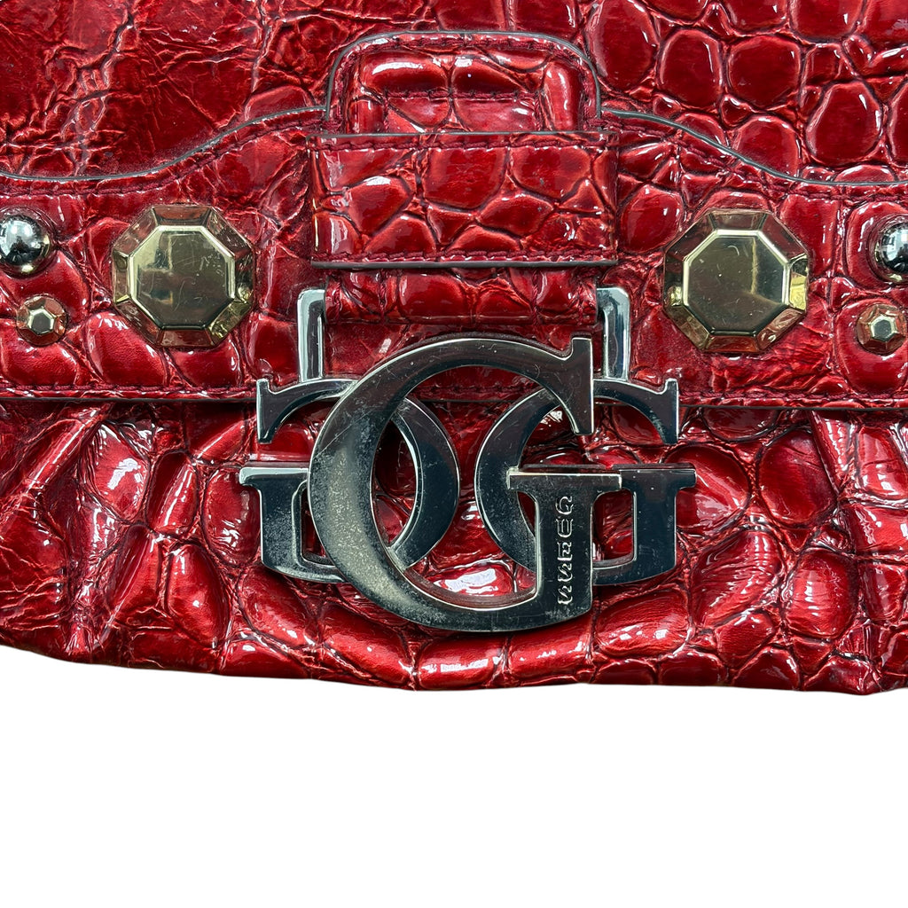 Guess Embossed Leather Clutch Red