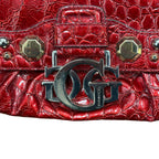 Guess Embossed Leather Clutch Red