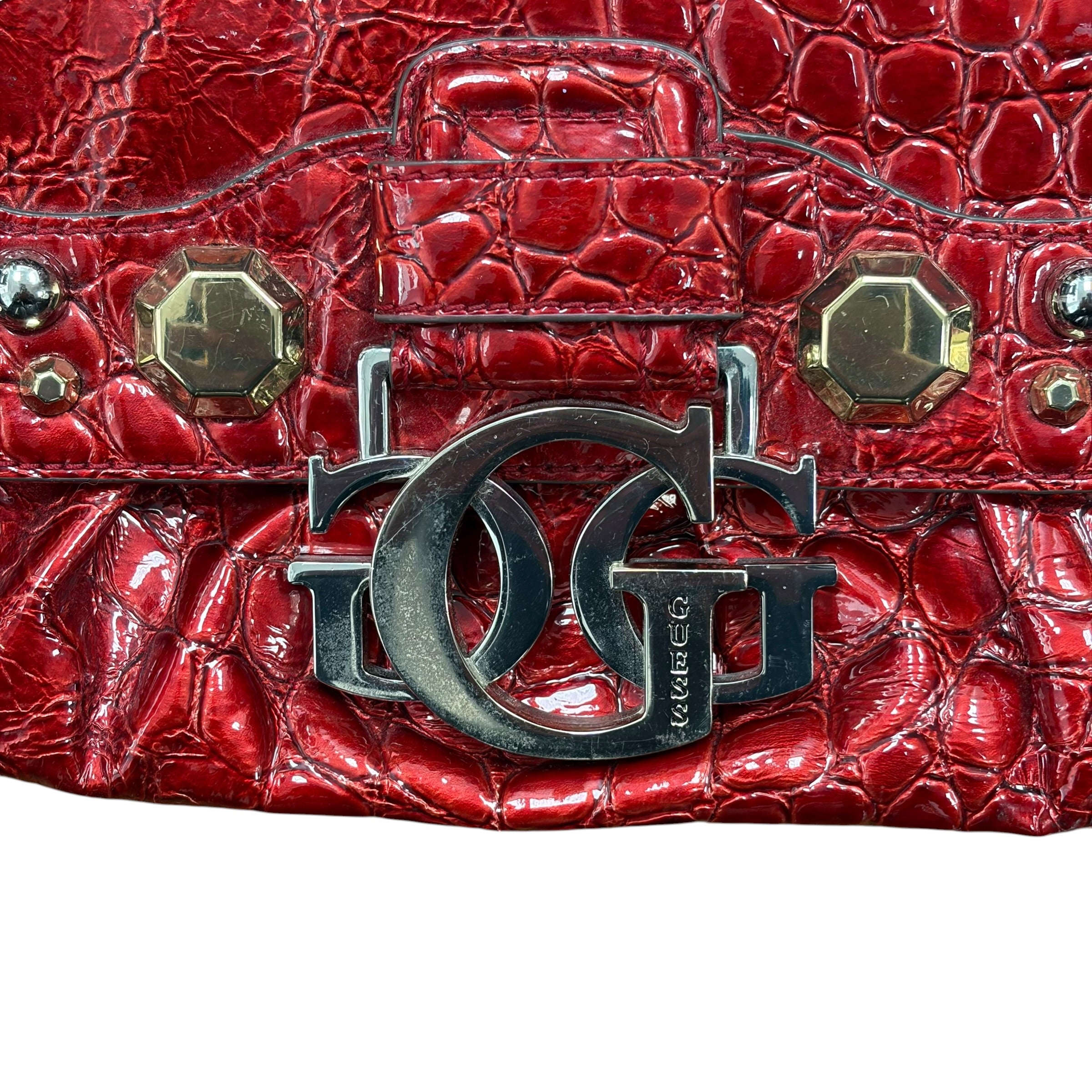 Guess Embossed Leather Clutch Red