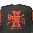 Vintage Y2K West Coast Choppers Red Flame Long Sleeve Black