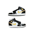 Jordan 1 Mid Patent Black White Gold (GS)