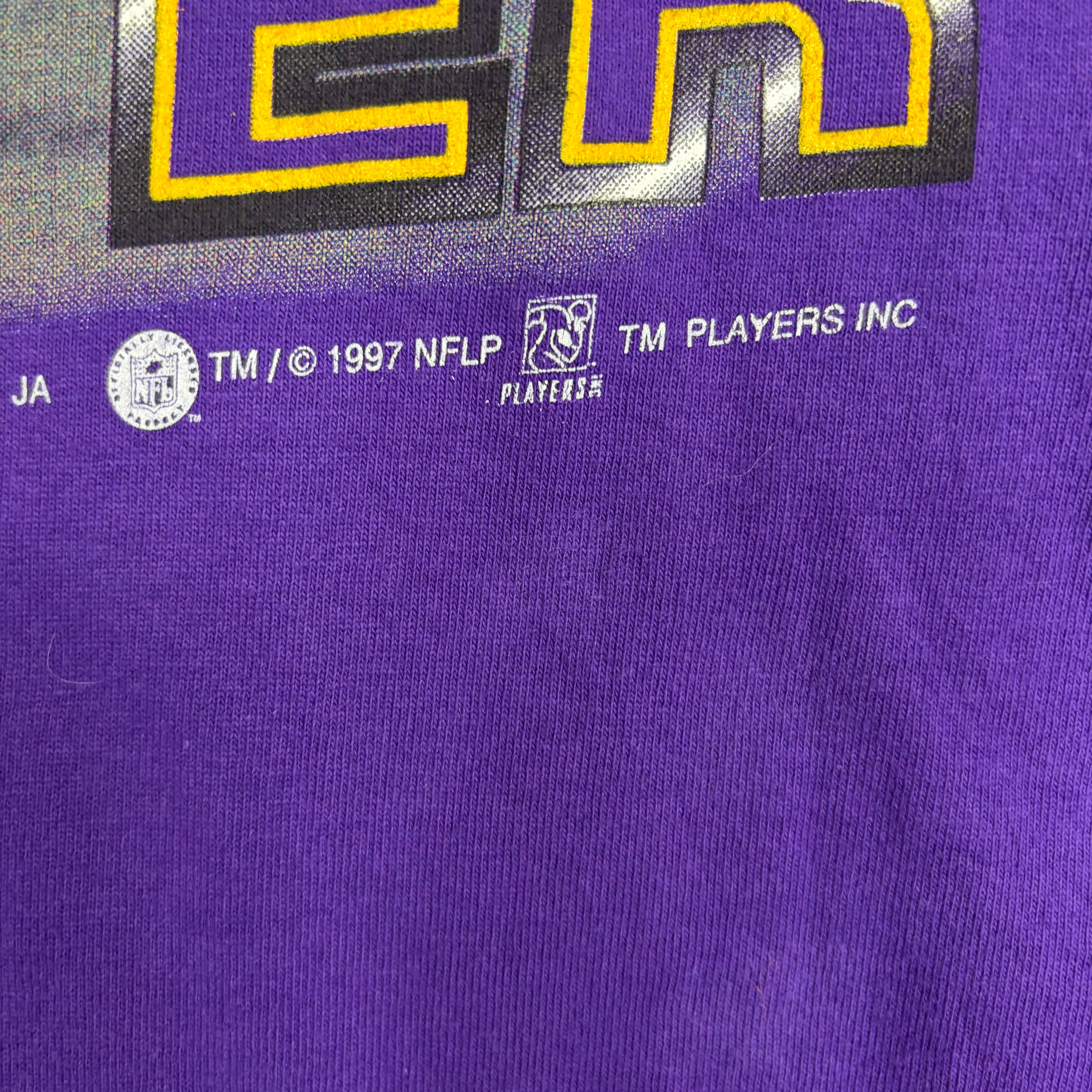 1997 Joy Athletics NFL Minnesota Vikings Cris Carter Player Tee Purple