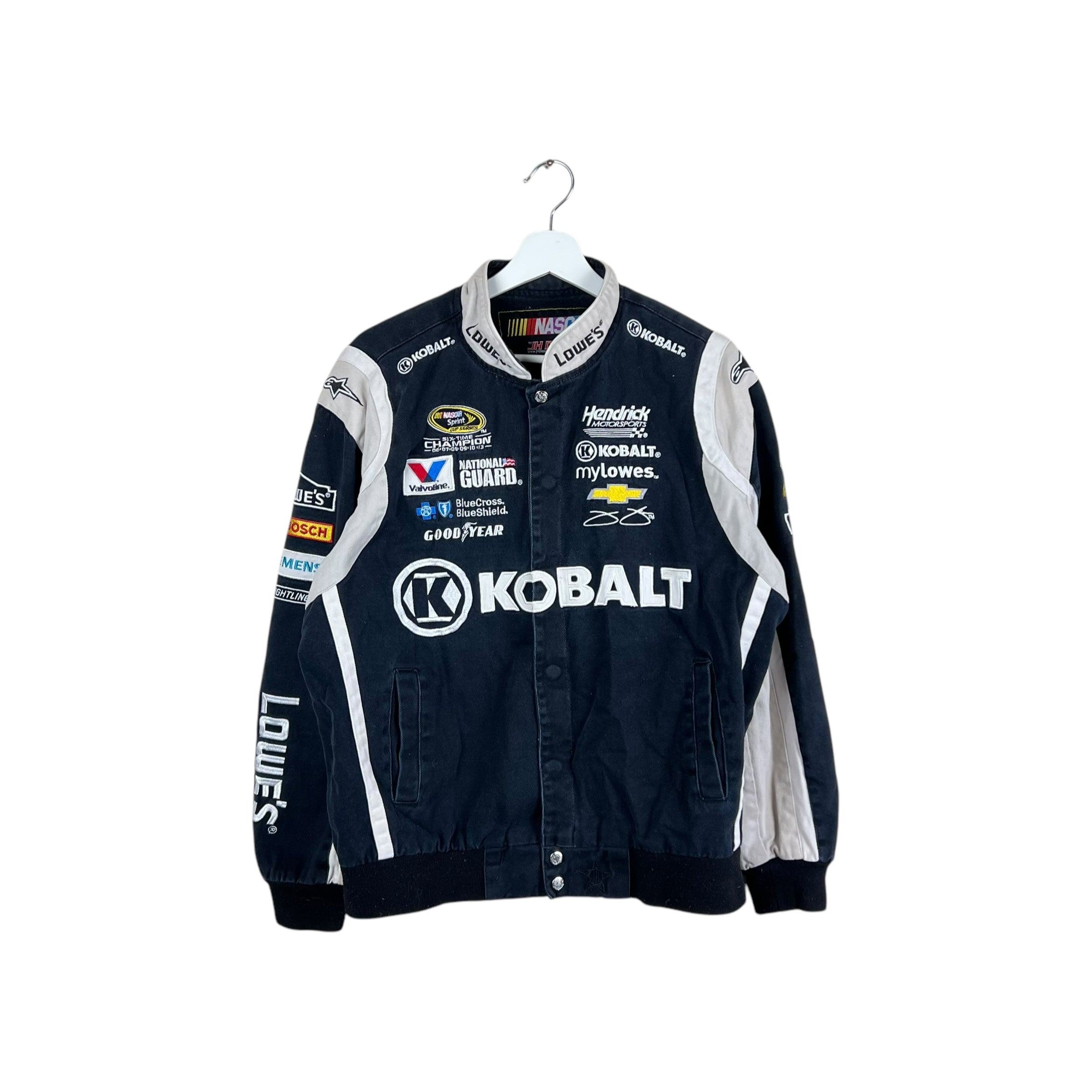 Vintage Jeff Hamilton NASCAR Jimmie Johnson Lowes Racing Jacket Grey/Blue