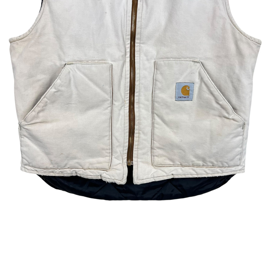 Vintage Carhartt Insulated Duck Vest Faded Cream