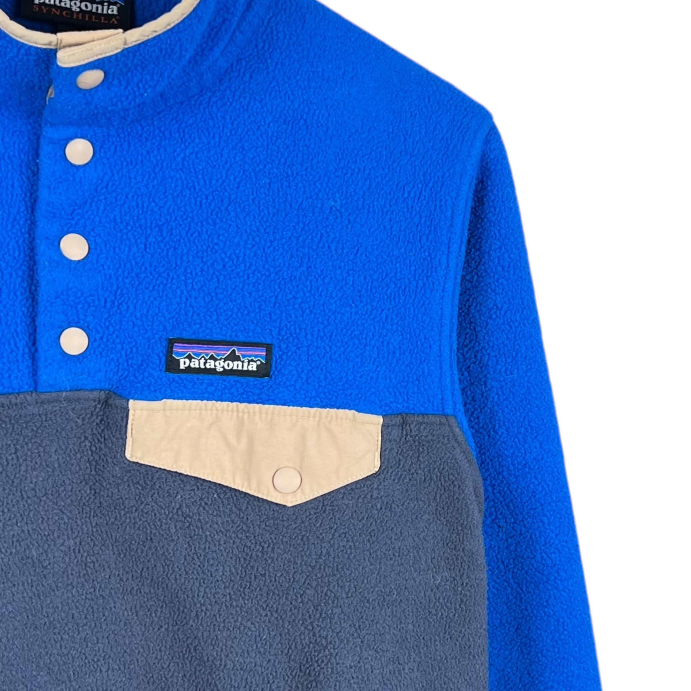 Vintage Patagonia Women’s Synchilla Two Tone Button Snap Blue