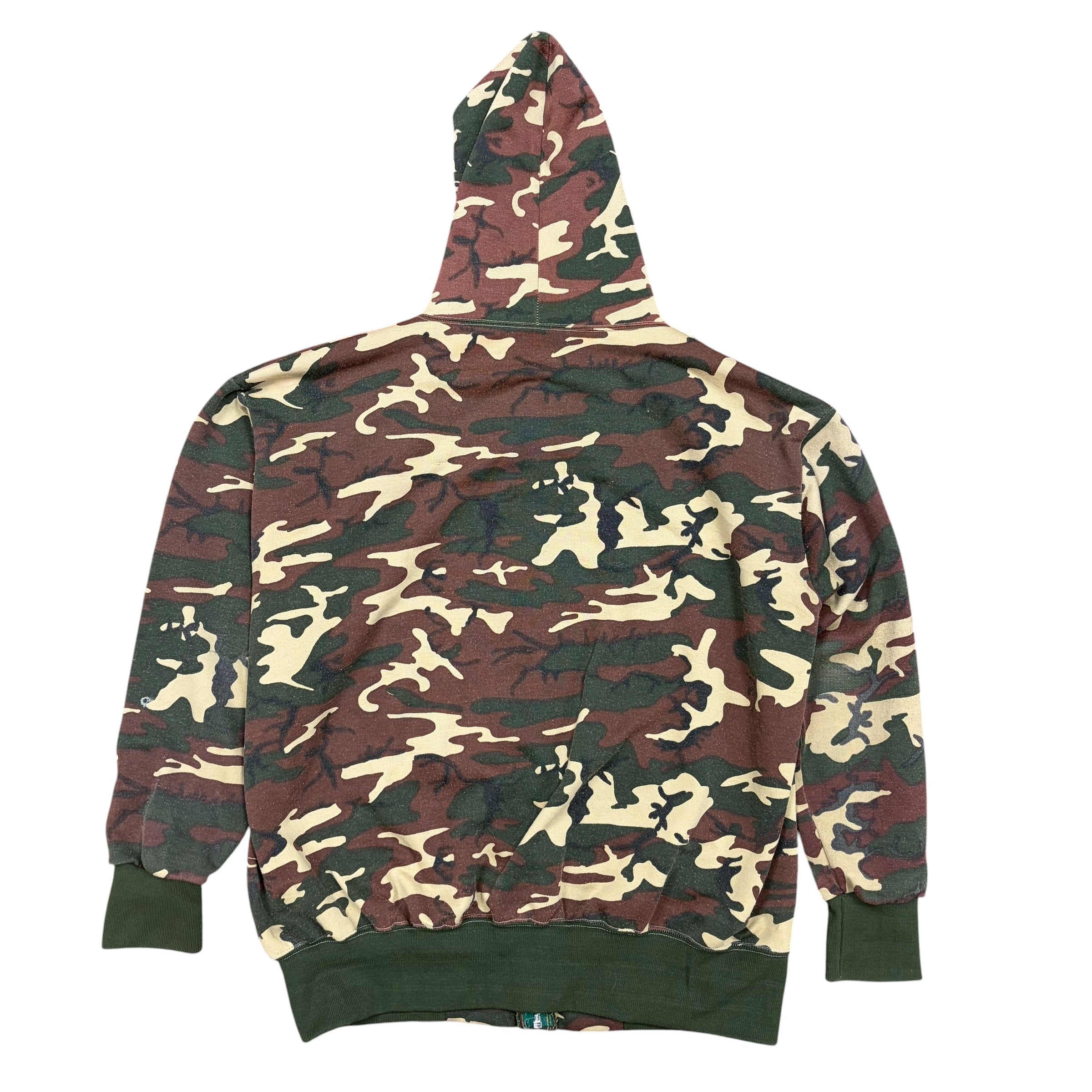 Vintage Military Thermal Lined Hoodie Woodland Camo