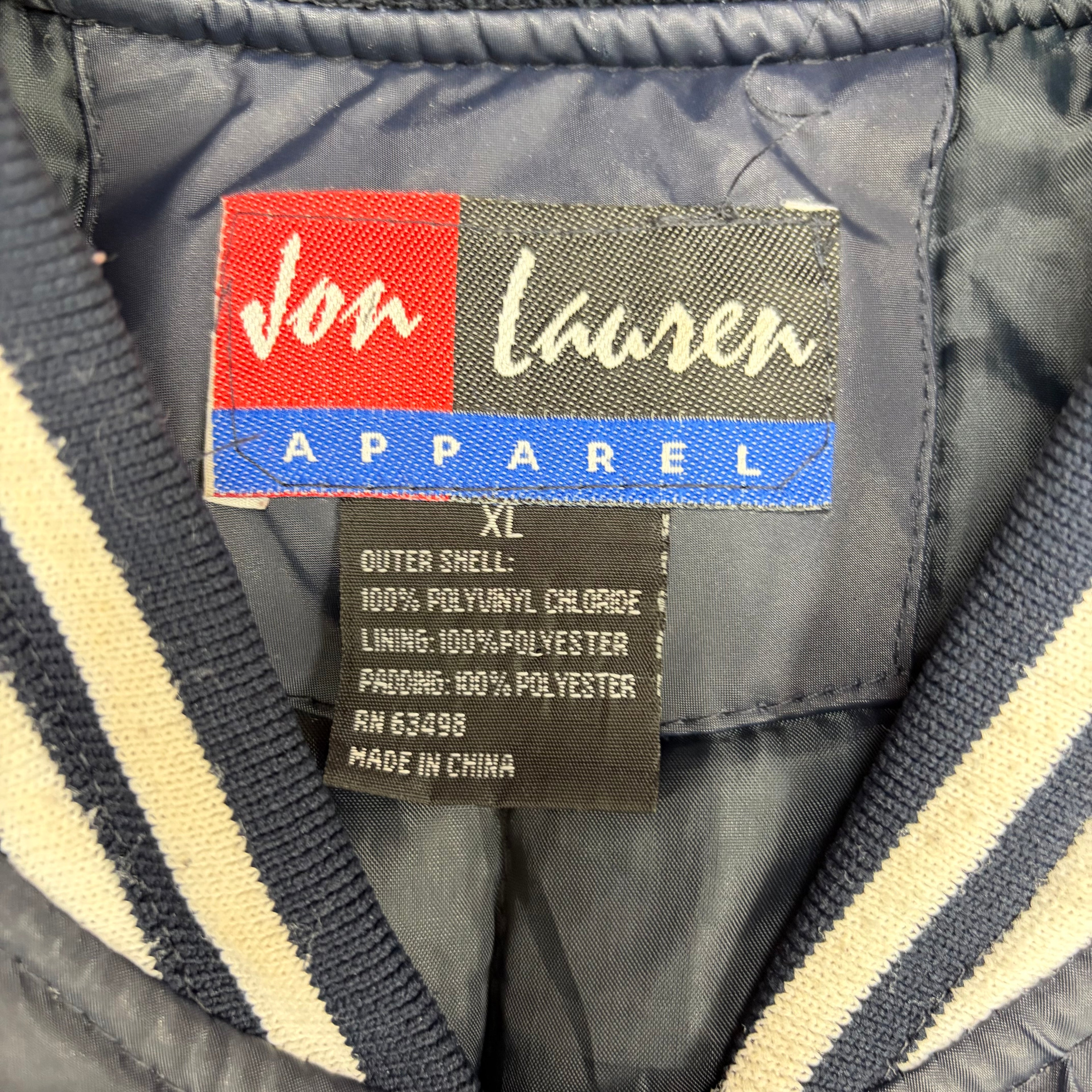 Vintage New York Script Logo Bomber Jacket Navy