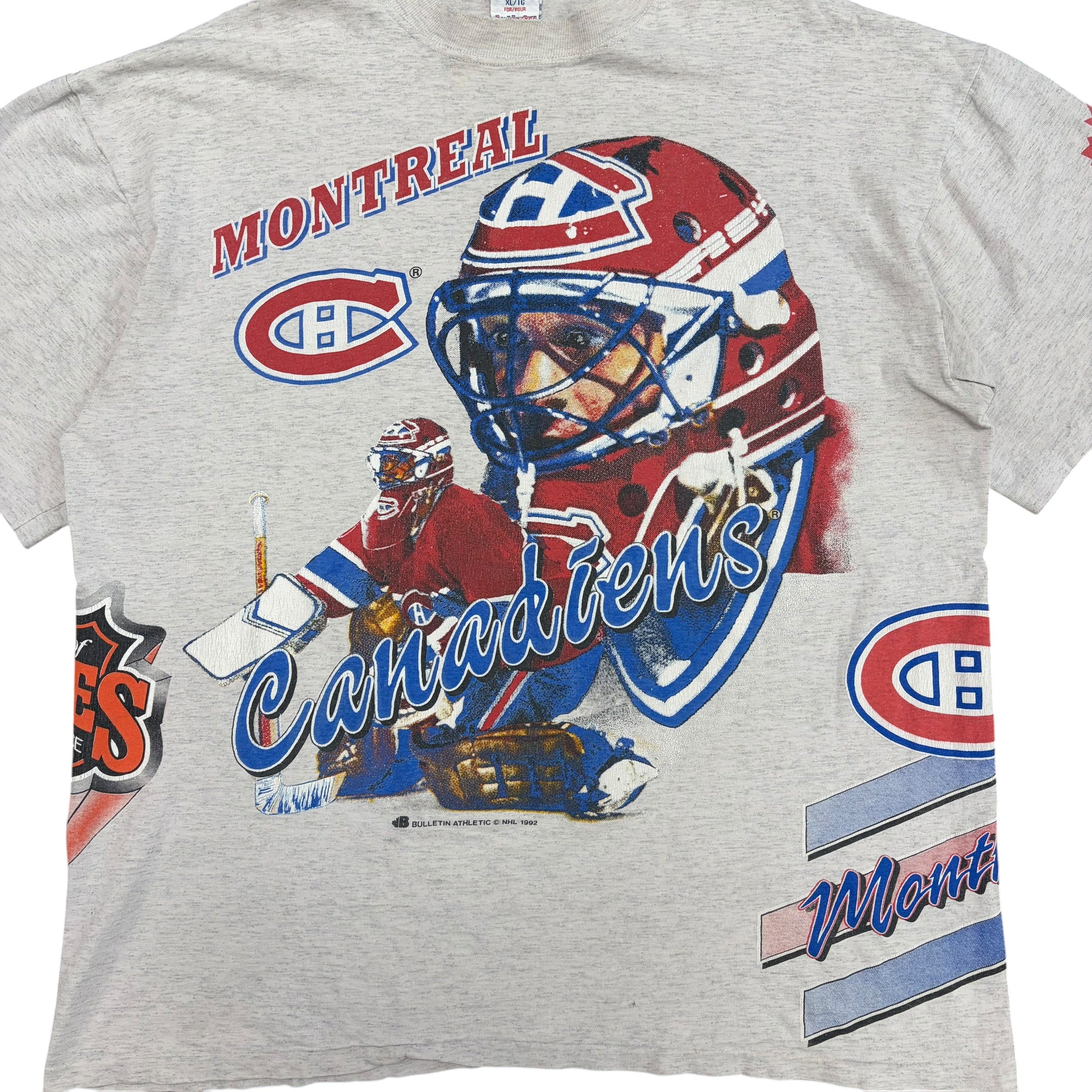 1992 Bulletin Athletic NHL Montreal Canadiens AOP Tee Heather Grey