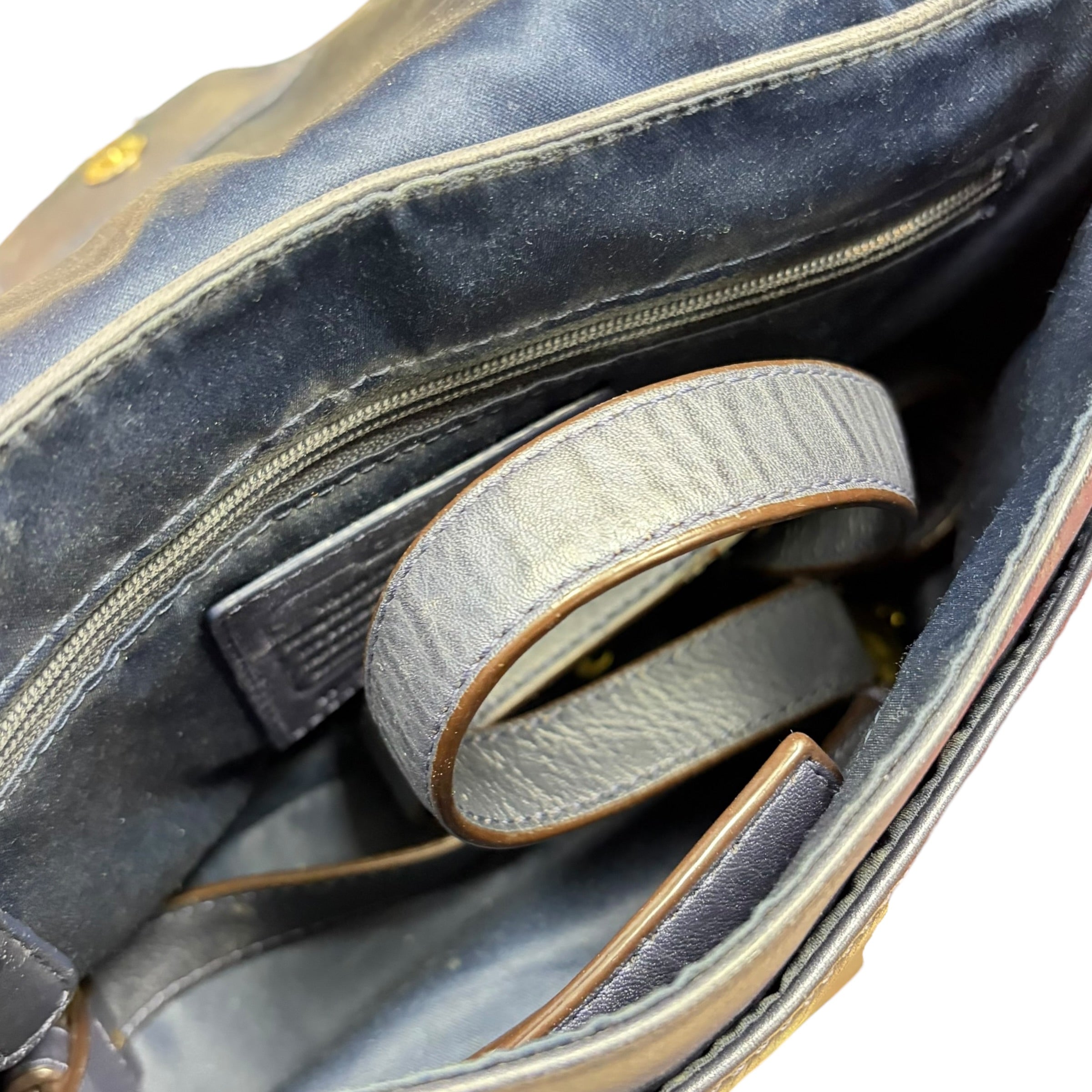 Coach Leather Shoulder Satchel Purse/Crossbody Bag Indigo Blue